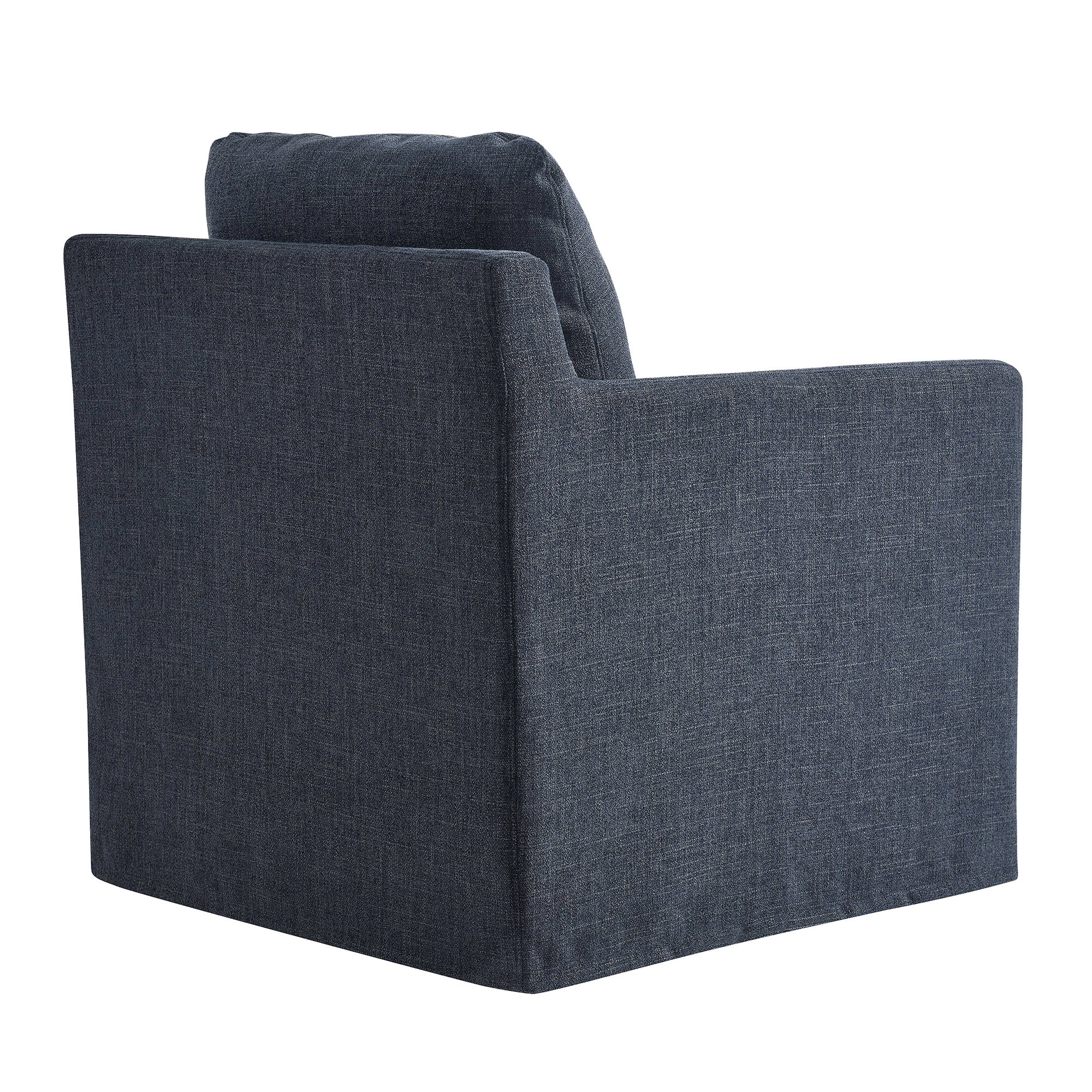 Serene Fabric Slipcovered Swivel Armchair, Slate Blue