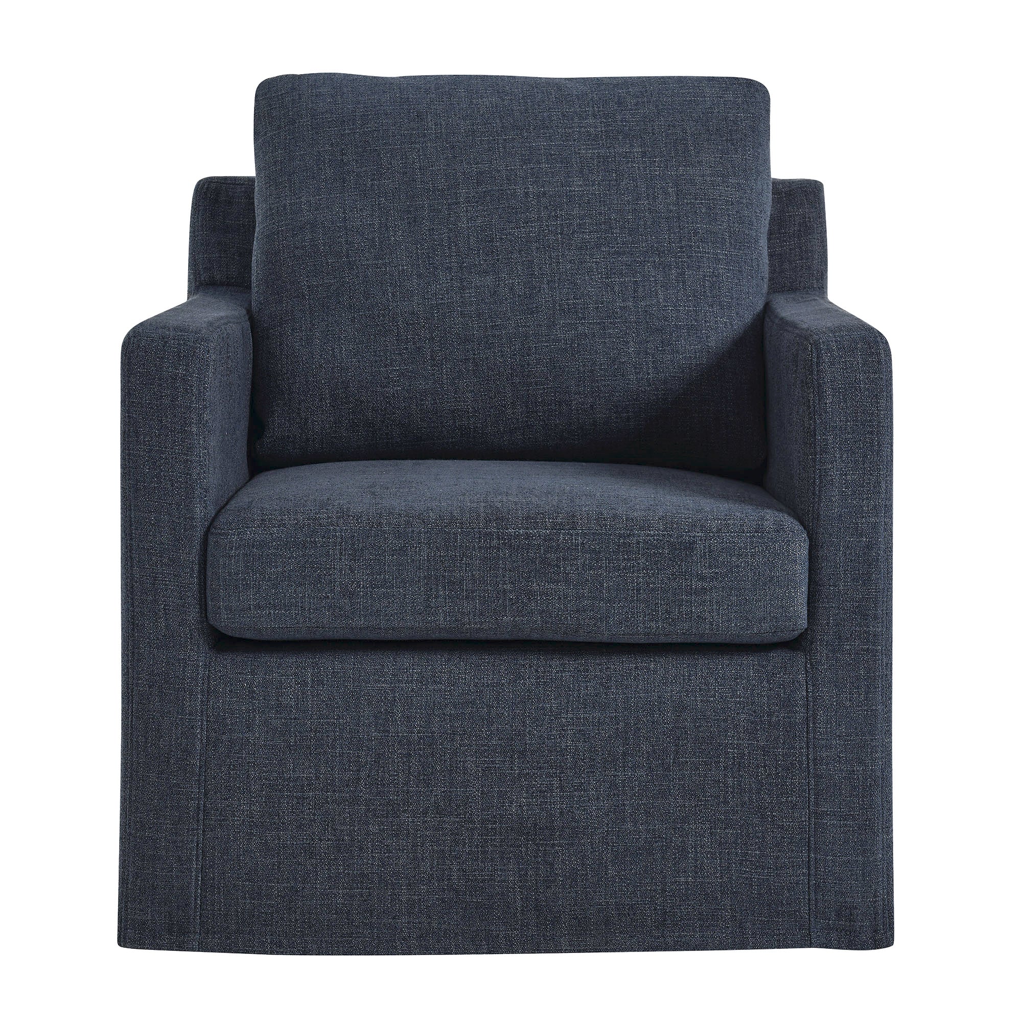Serene Fabric Slipcovered Swivel Armchair, Slate Blue