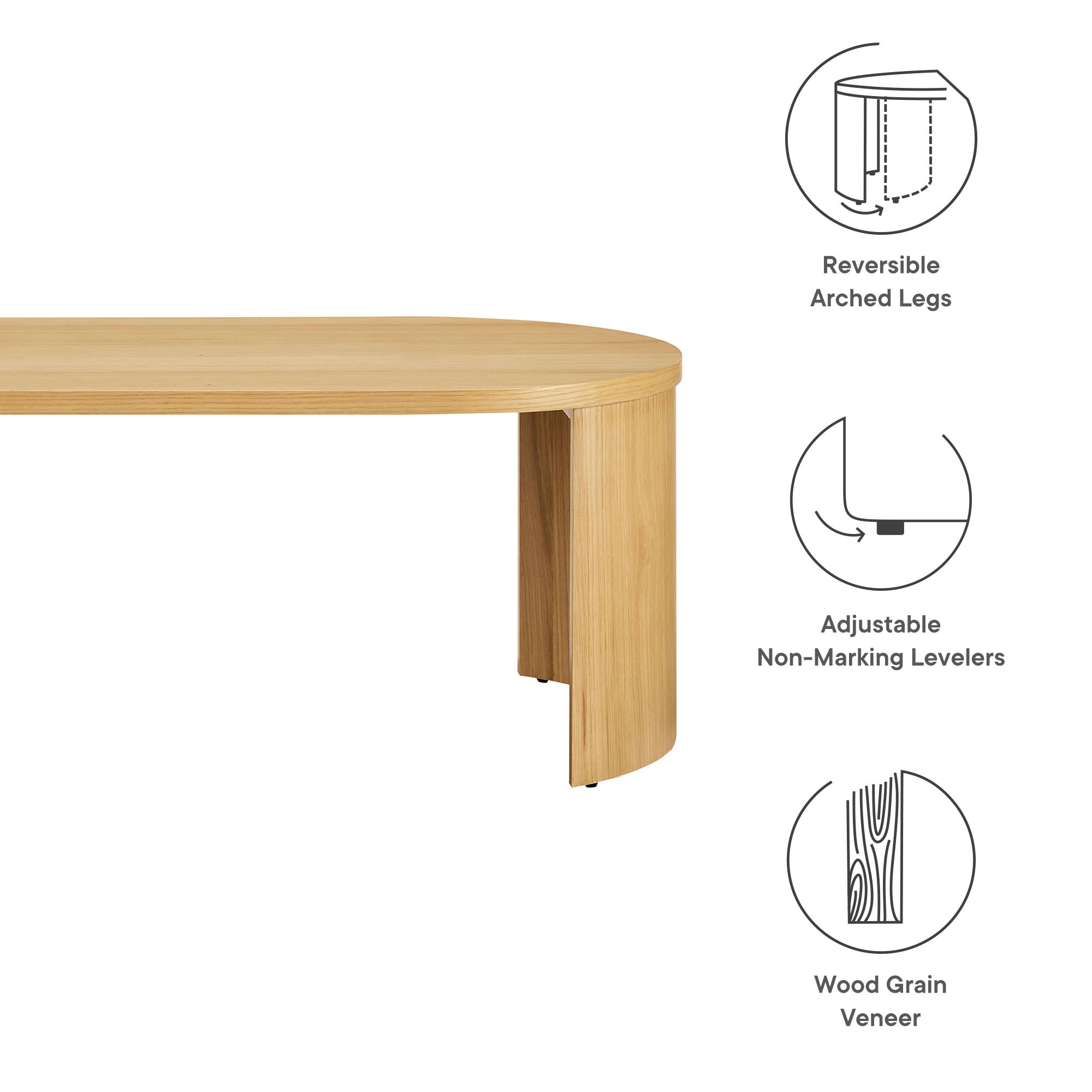 Aspect Oval Wood Coffee Table, Oak