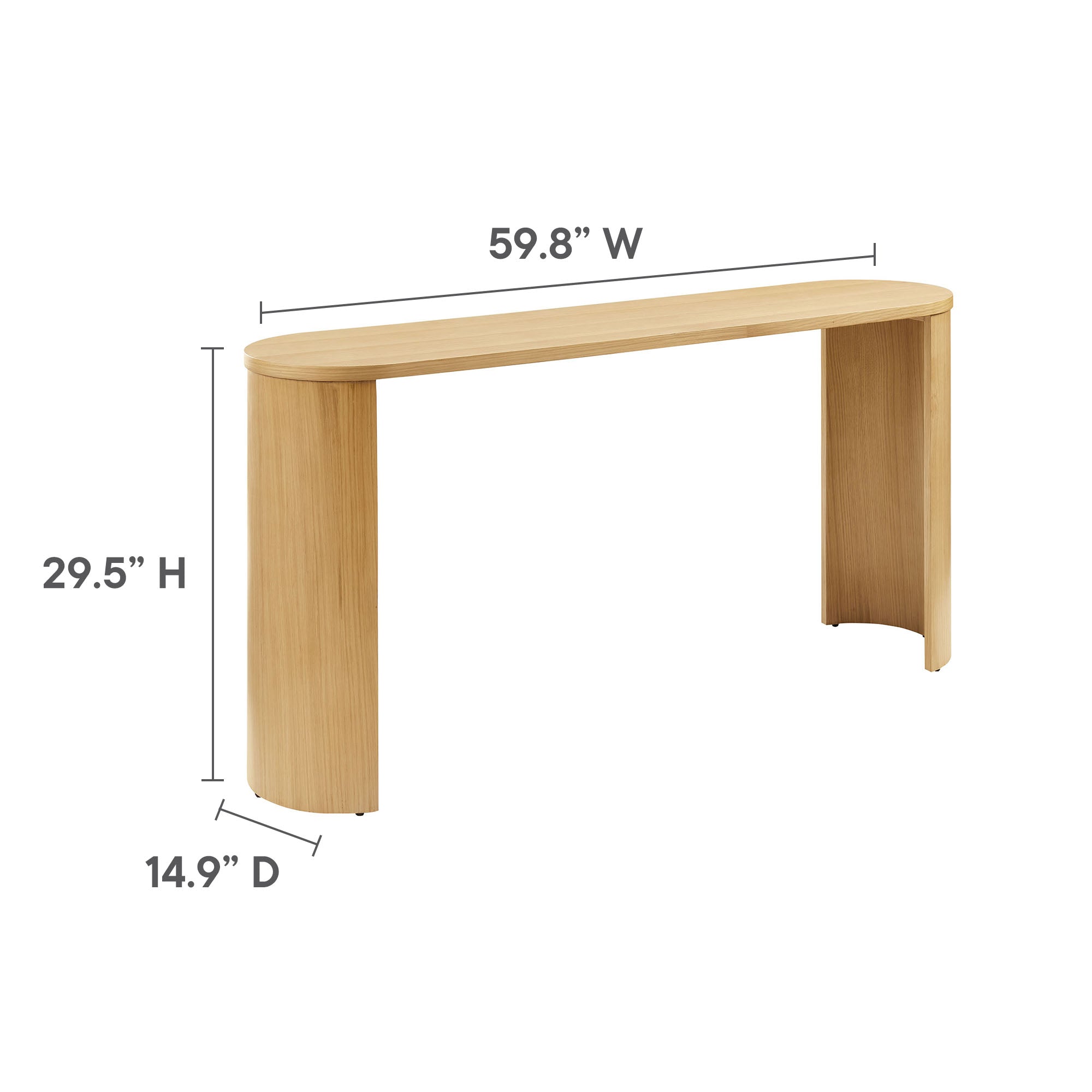 Aspect Oval Wood Entryway Console Table, Oak