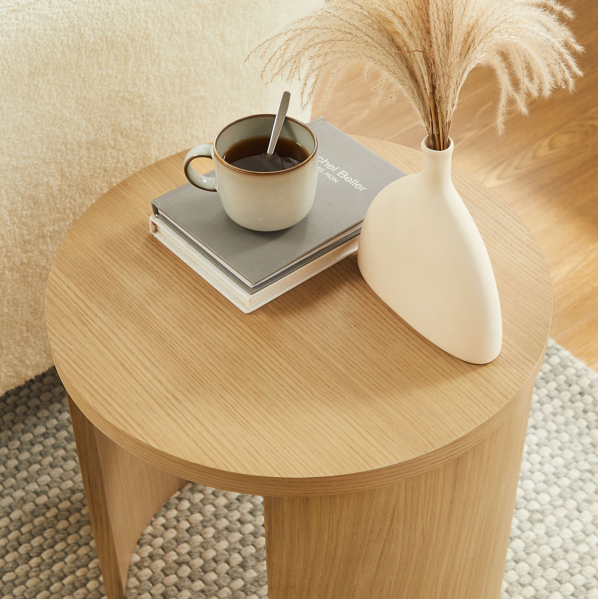 Aspect Round Wood End Table, Oak