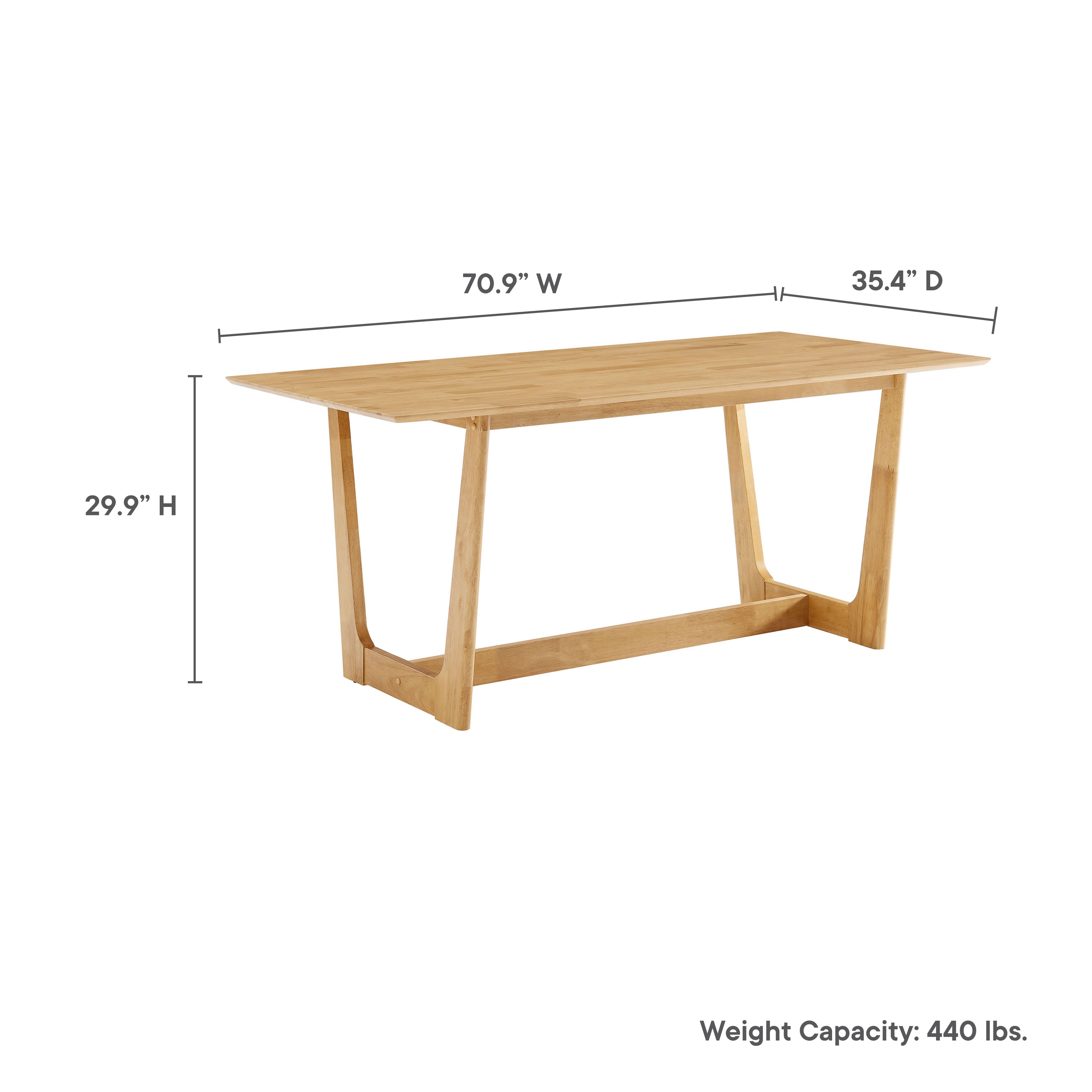 Solara 71" Rectangle Wood Dining Table, Natural
