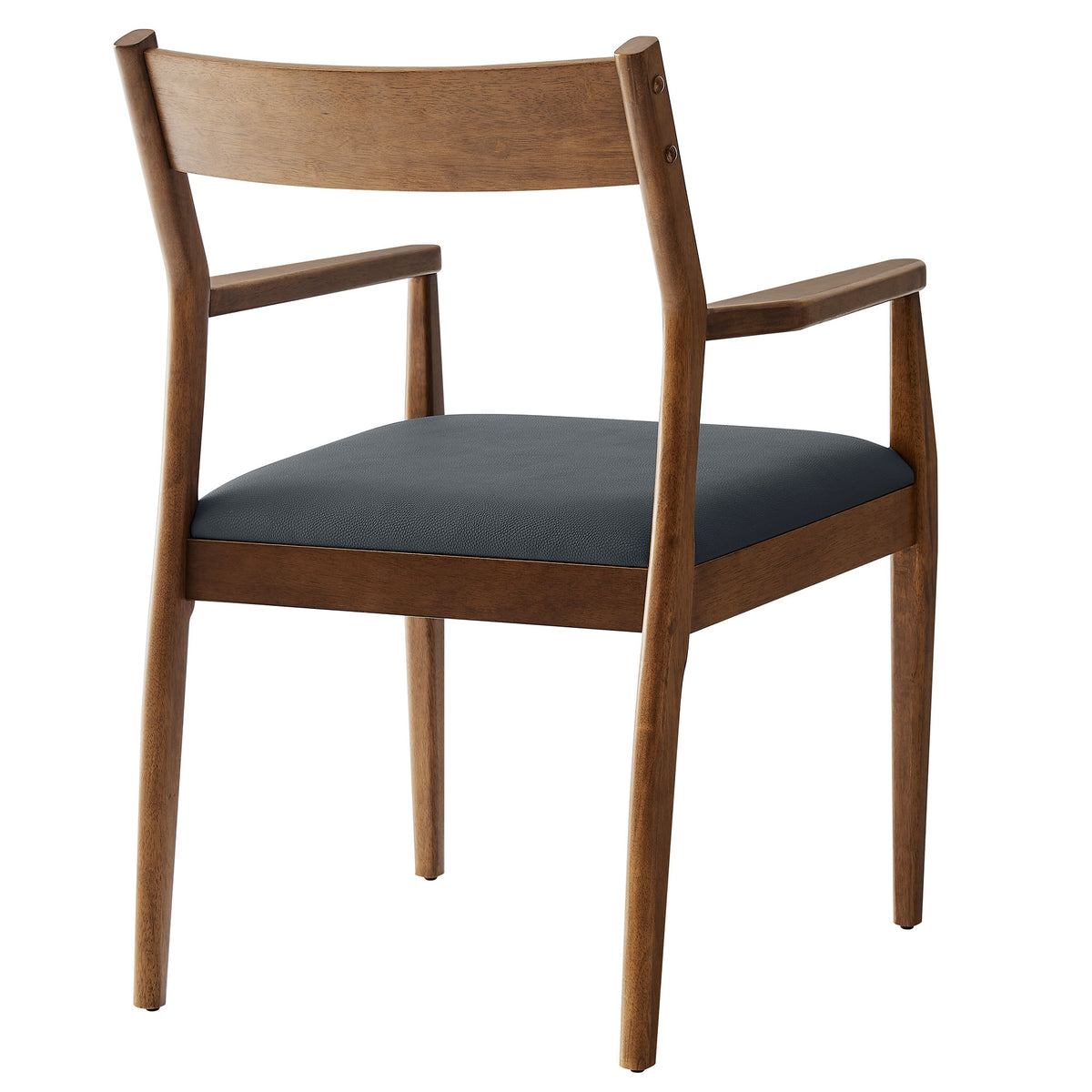 Solara Vegan Leather Wood Dining Armchairs Set of 2, Walnut Black