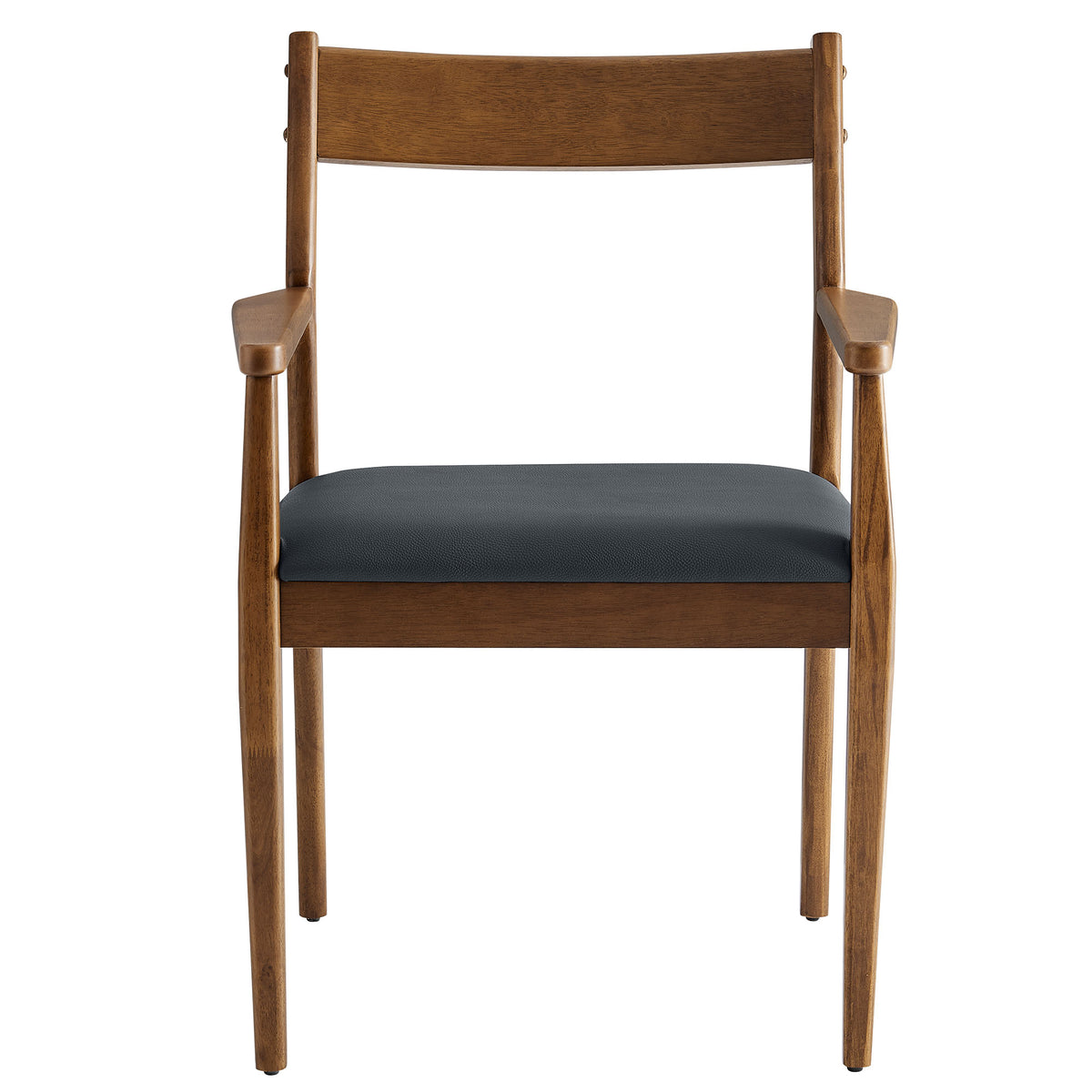 Solara Vegan Leather Wood Dining Armchairs Set of 2, Walnut Black