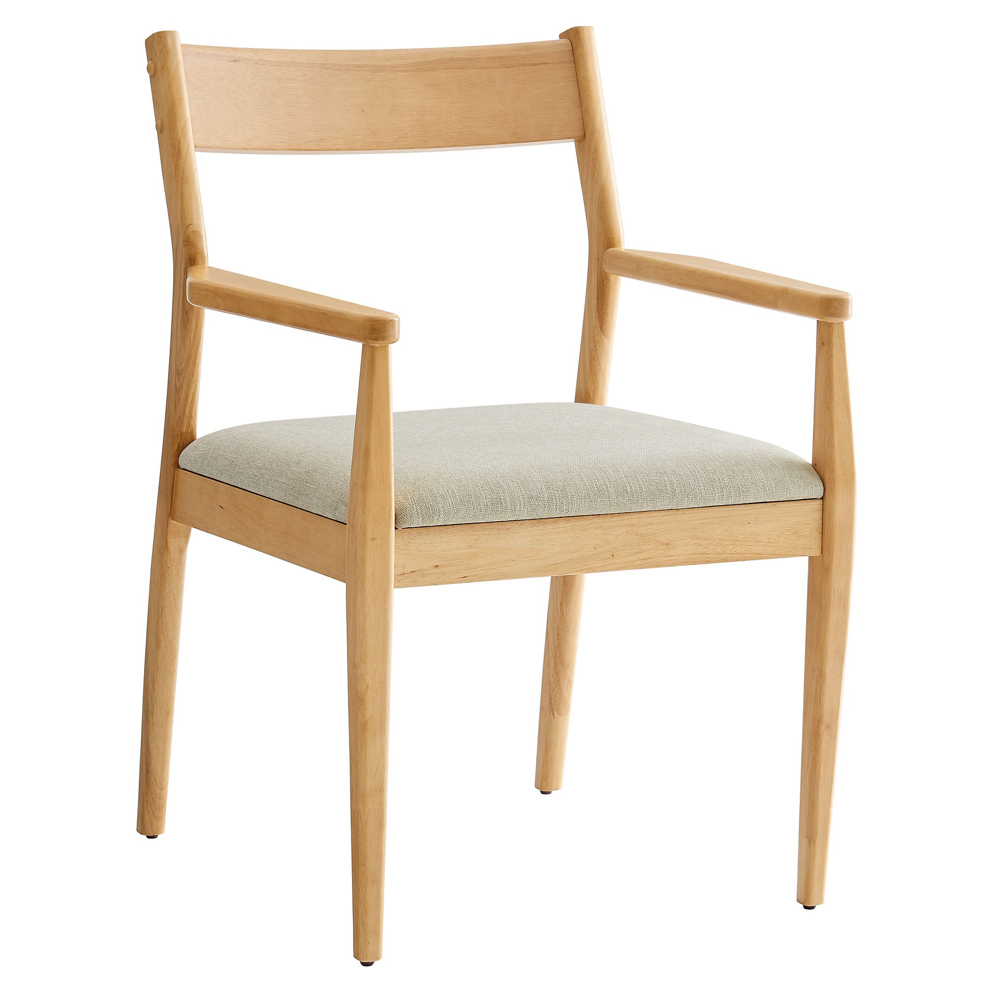 Solara Fabric Wood Dining Armchairs Set of 2, Natural Heathered Weave Beige