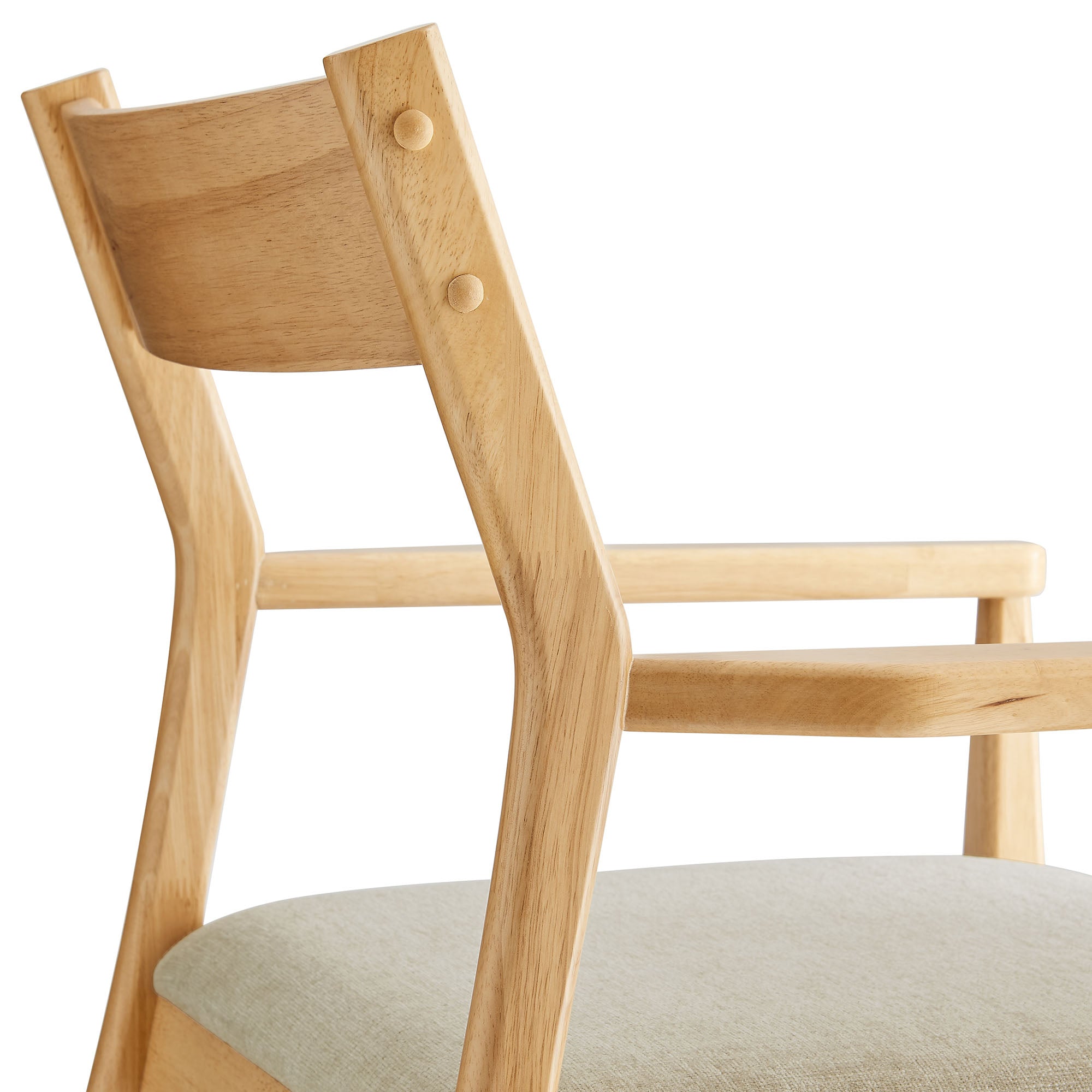 Solara Fabric Wood Dining Armchairs Set of 2, Natural Heathered Weave Beige