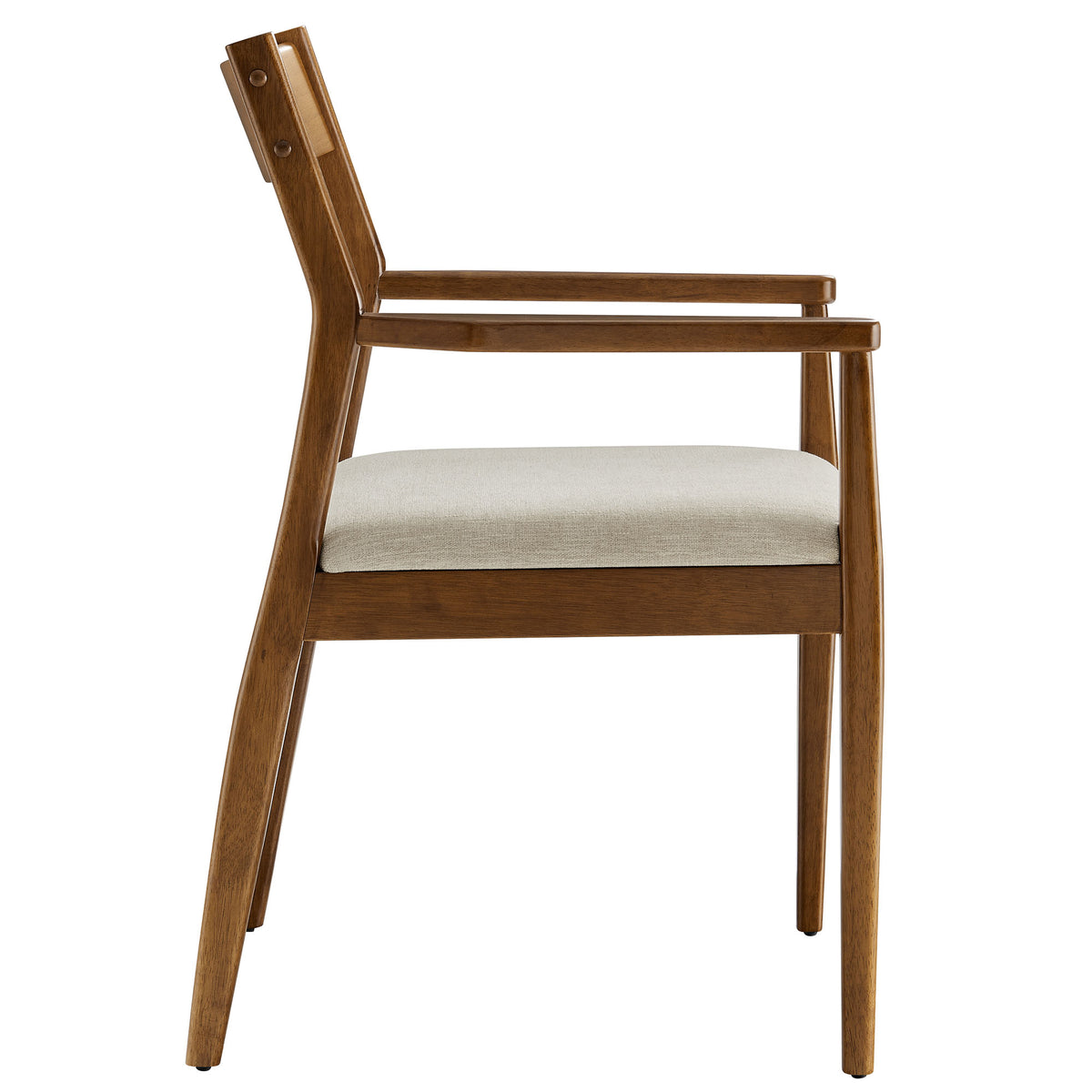 Solara Fabric Wood Dining Armchairs Set of 2, Walnut Heathered Weave Beige