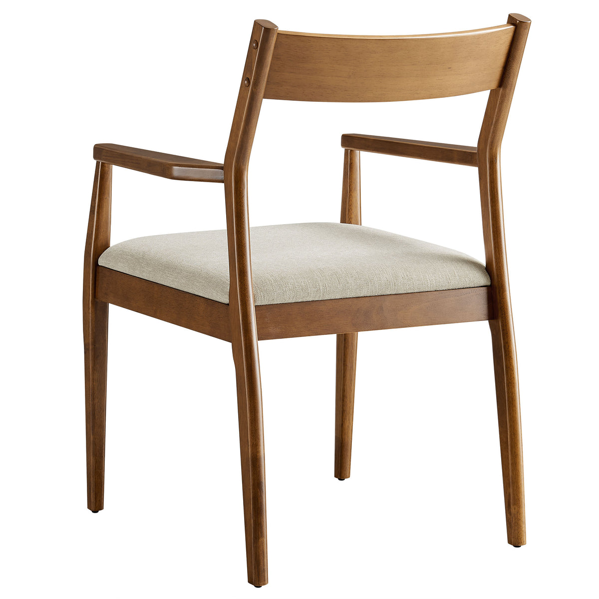 Solara Fabric Wood Dining Armchairs Set of 2, Walnut Heathered Weave Beige