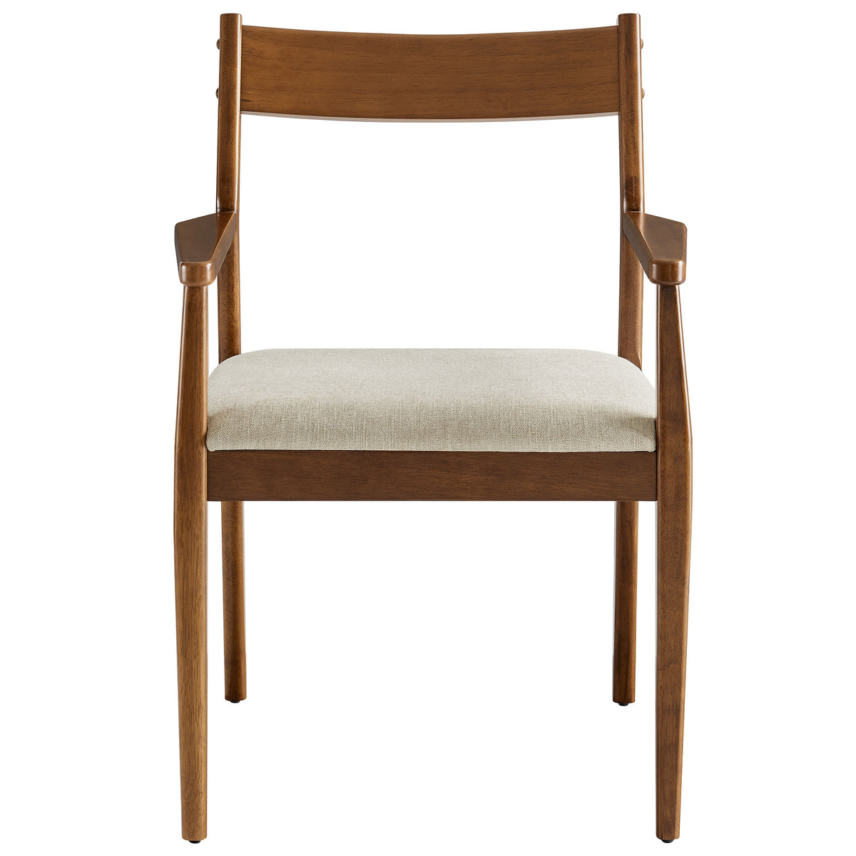 Solara Fabric Wood Dining Armchairs Set of 2, Walnut Heathered Weave Beige