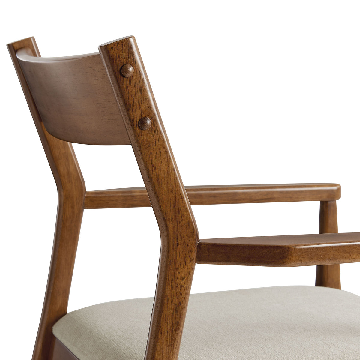 Solara Fabric Wood Dining Armchairs Set of 2, Walnut Heathered Weave Beige