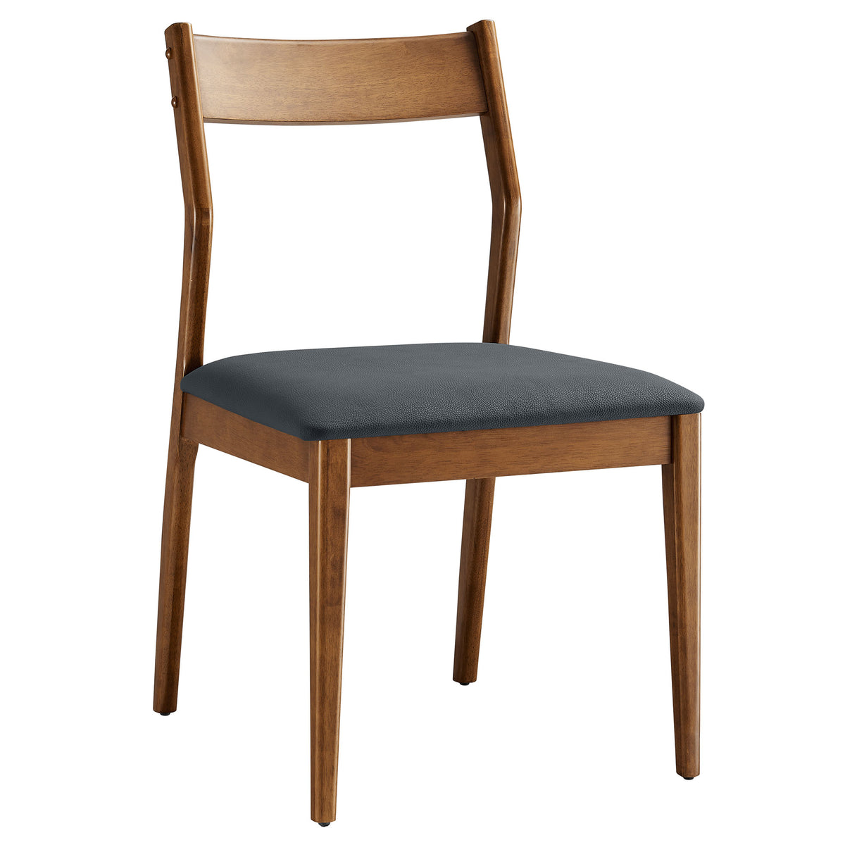 Solara Vegan Leather Wood Dining Side Chairs Set of 2, Walnut Black