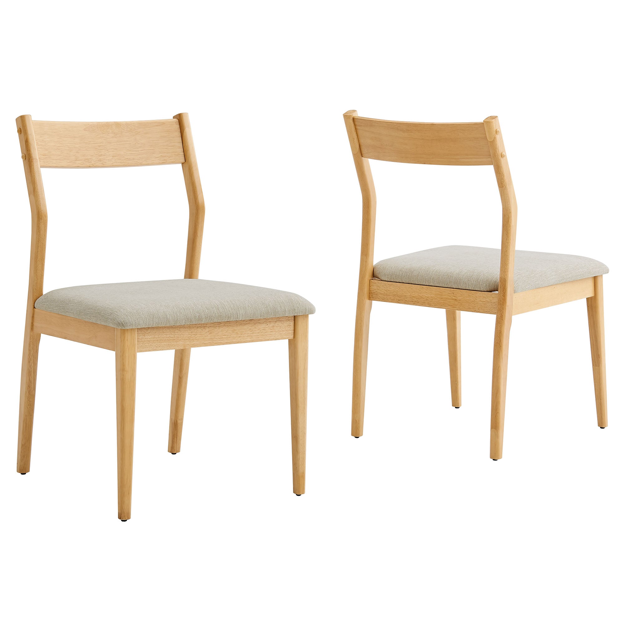 Solara Fabric Wood Dining Side Chairs Set of 2, Natural Heathered Weave Beige