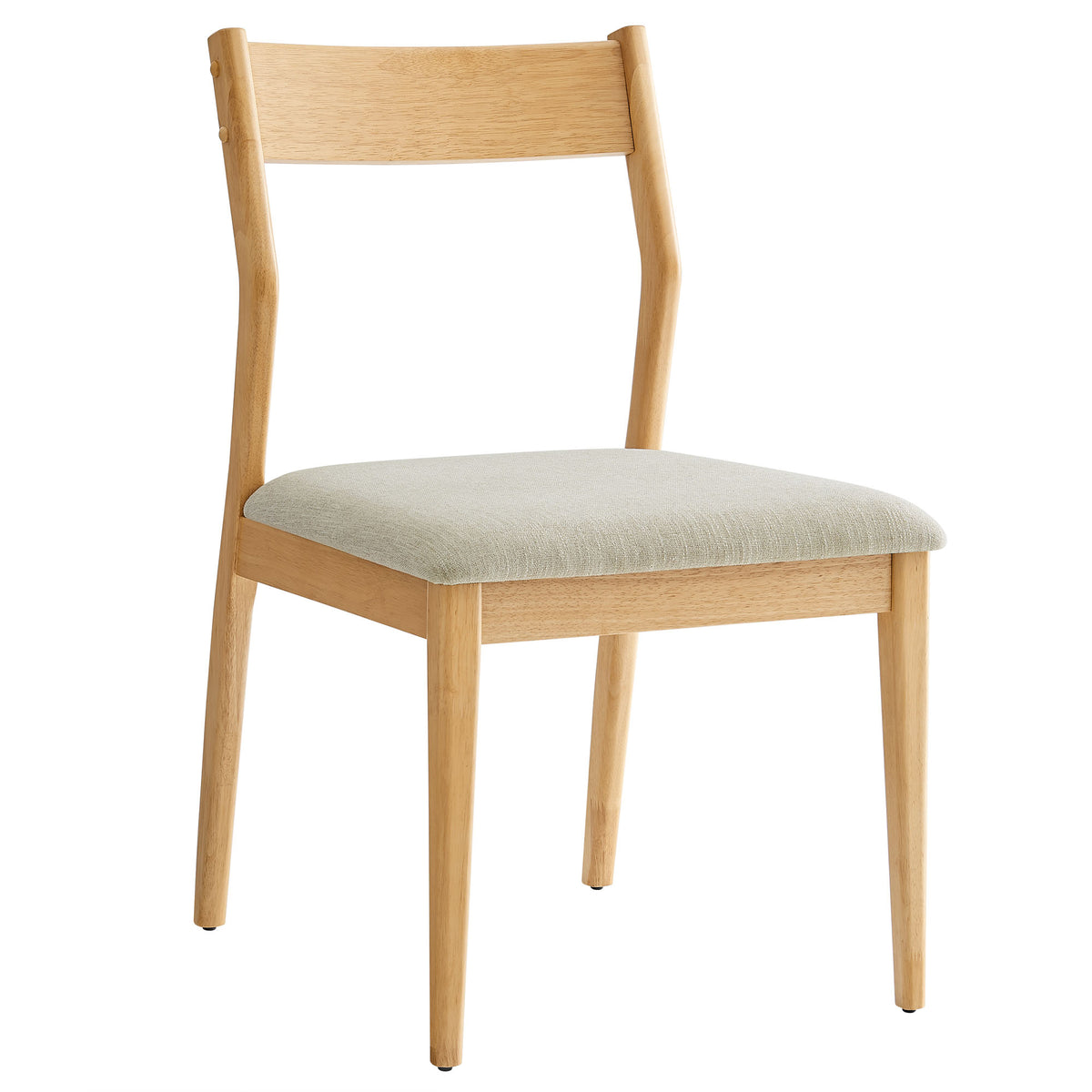 Solara Fabric Wood Dining Side Chairs Set of 2, Natural Heathered Weave Beige