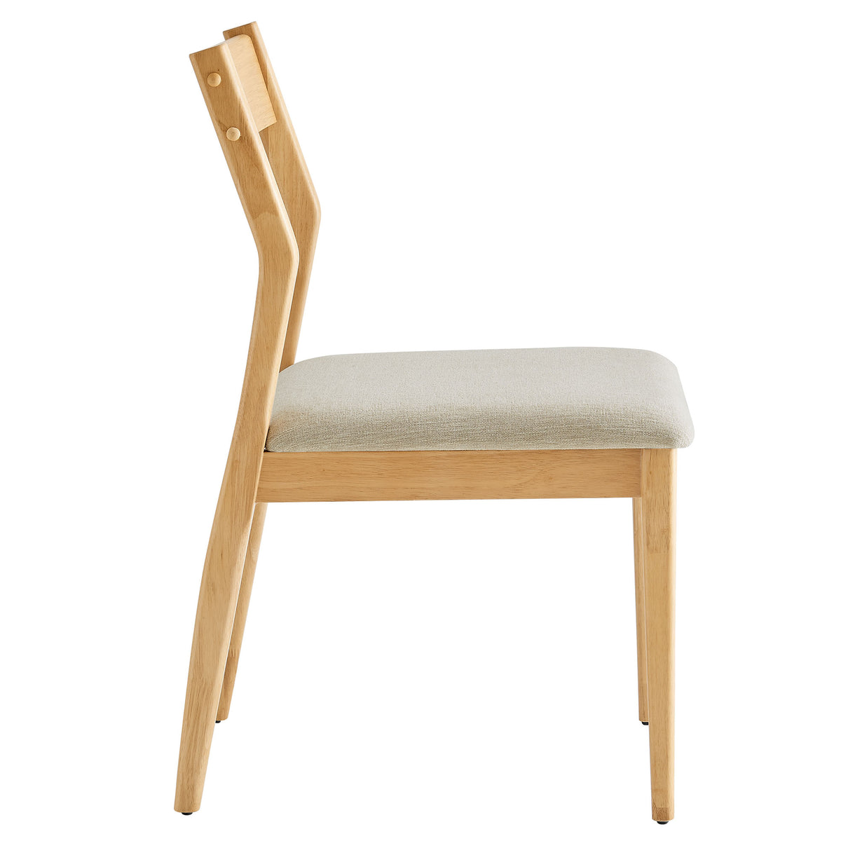 Solara Fabric Wood Dining Side Chairs Set of 2, Natural Heathered Weave Beige