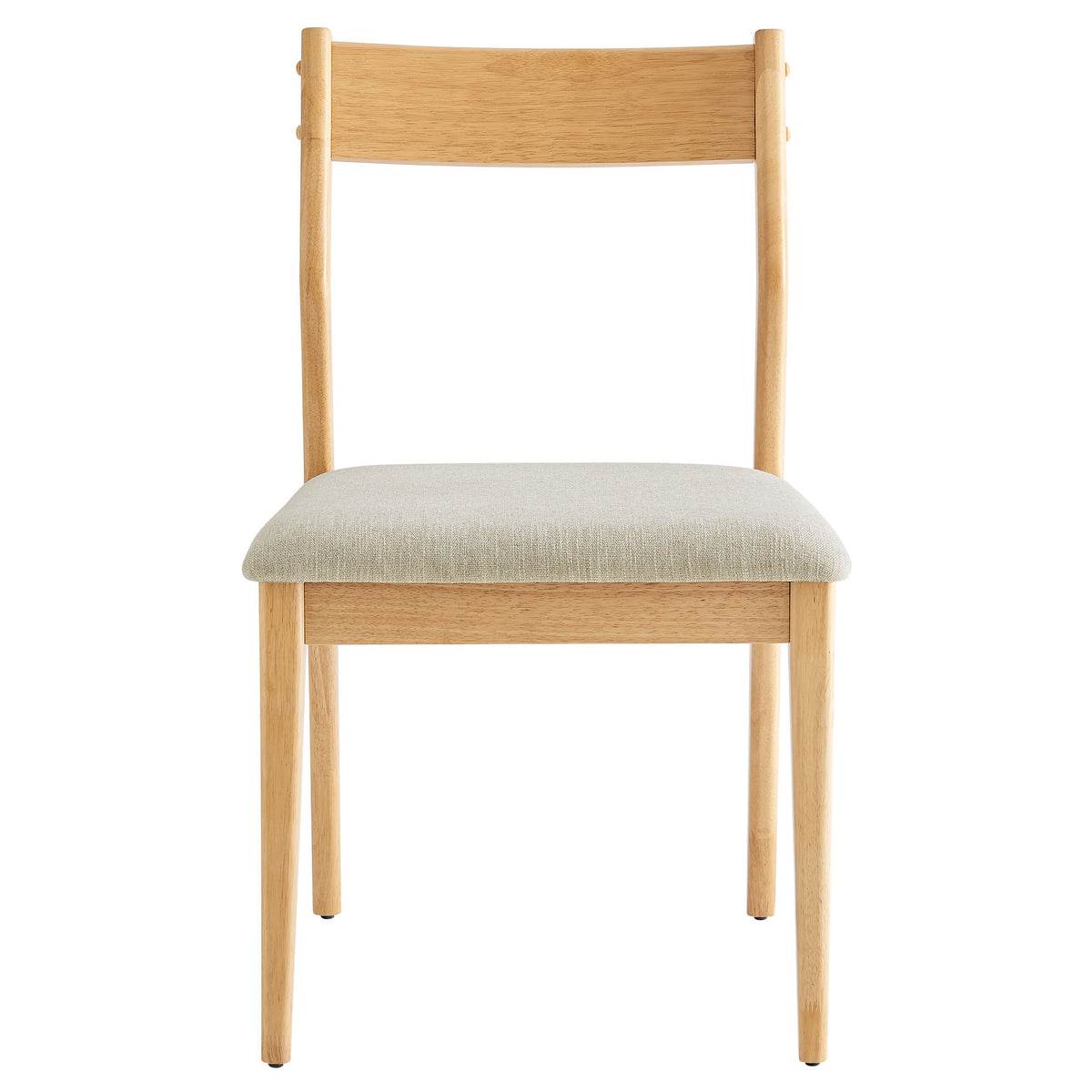 Solara Fabric Wood Dining Side Chairs Set of 2, Natural Heathered Weave Beige