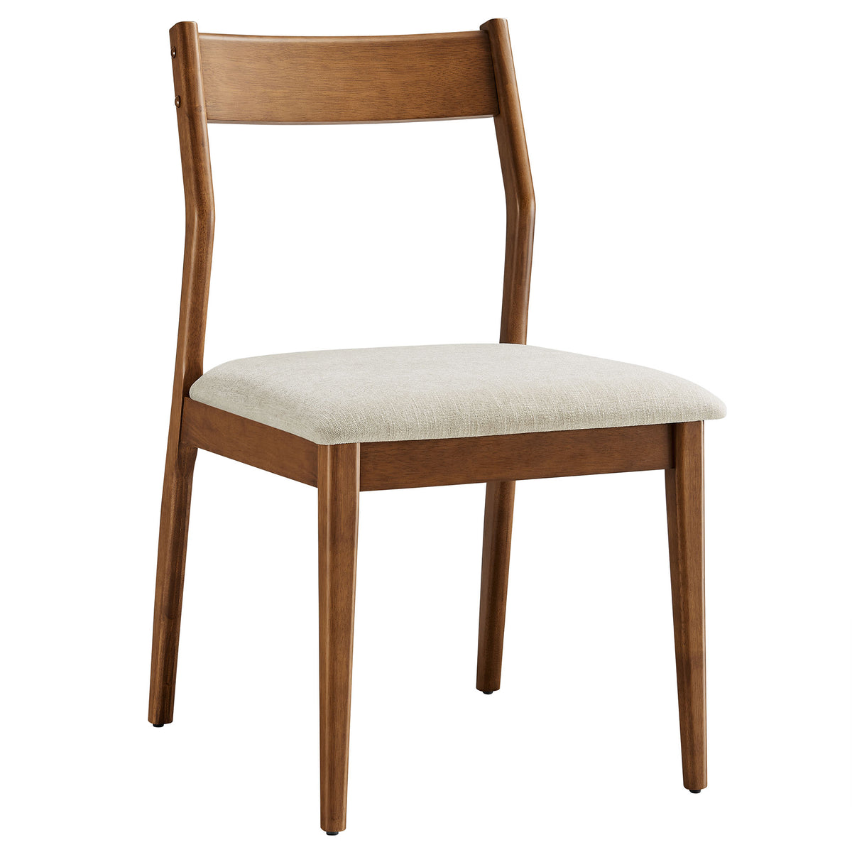 Solara 7-Piece Wood Dining Set with Fabric Upholstered Side Chairs, Walnut Heathered Weave Beige