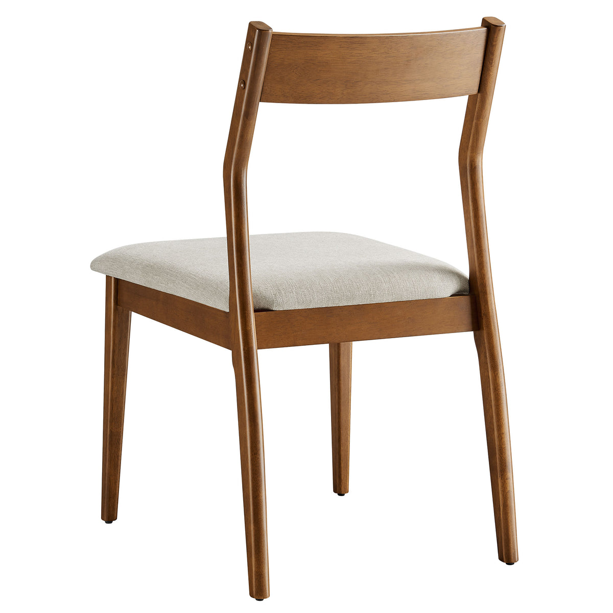 Solara Fabric Wood Dining Side Chairs Set of 2, Walnut Heathered Weave Beige