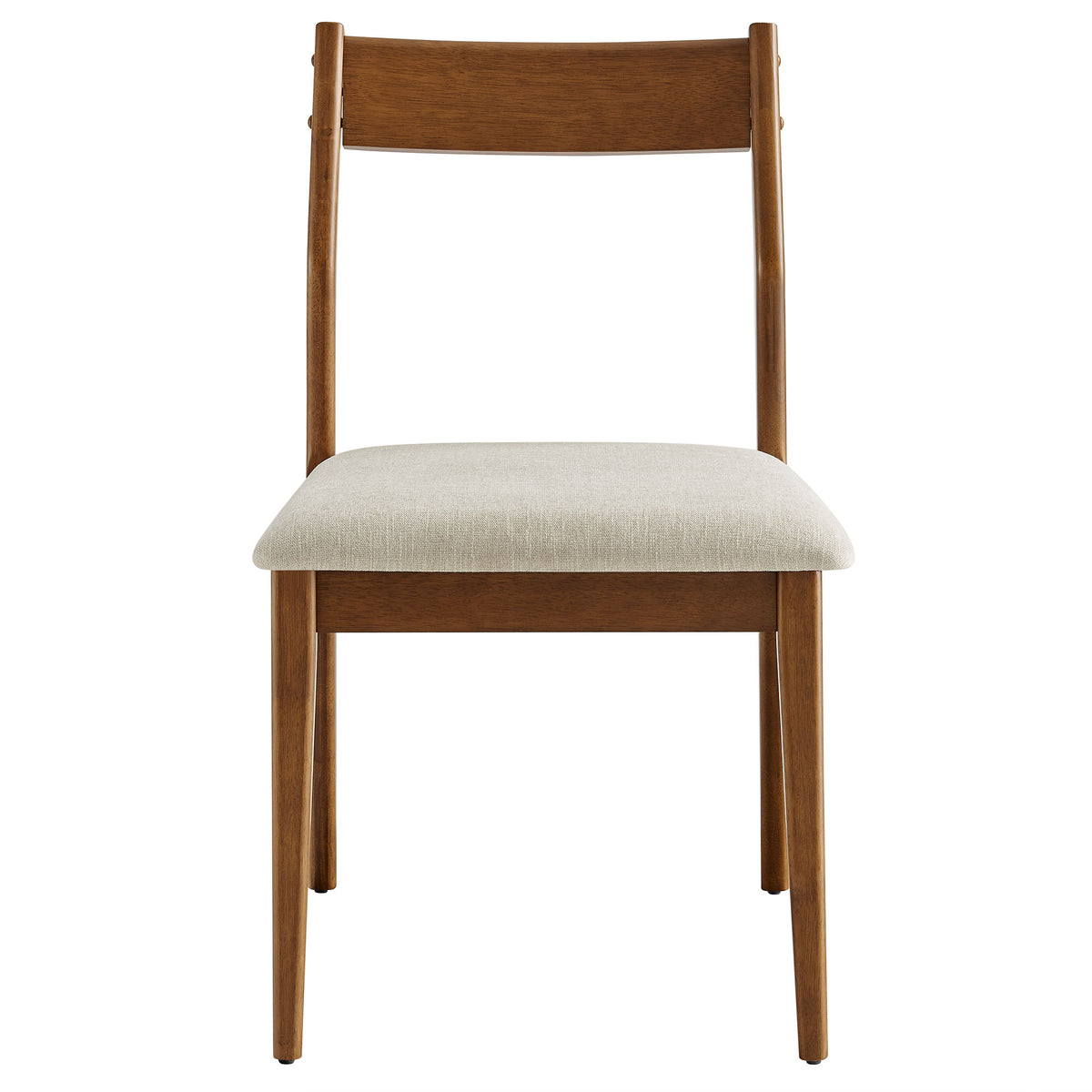 Solara Fabric Wood Dining Side Chairs Set of 2, Walnut Heathered Weave Beige