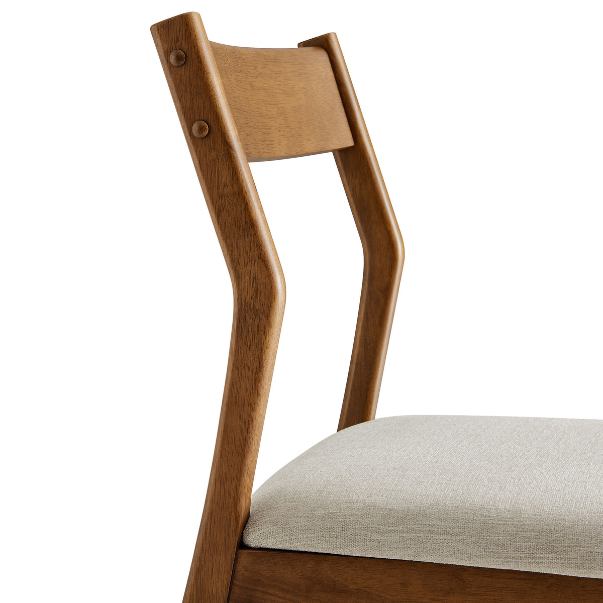 Solara Fabric Wood Dining Side Chairs Set of 2, Walnut Heathered Weave Beige