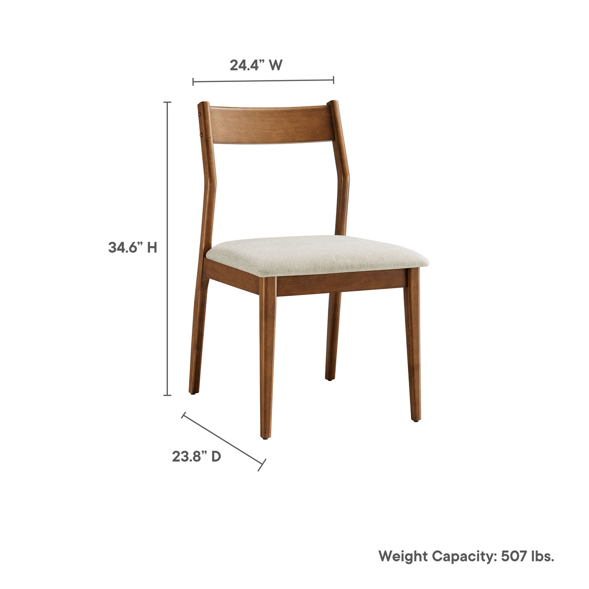 Solara 7-Piece Wood Dining Set with Fabric Upholstered Armchairs, Walnut Heathered Weave Beige