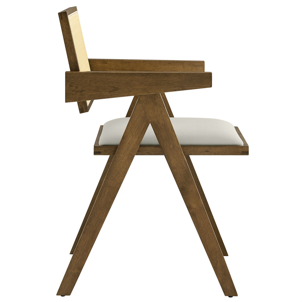 Thera Vegan Leather Cane Dining Armchairs Set of 2, Weathered Oak Stone