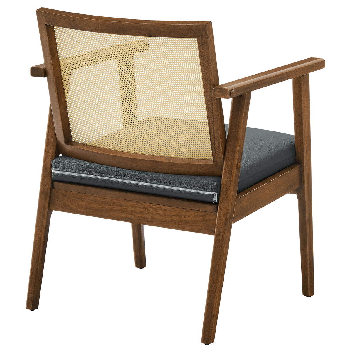 Thera Vegan Leather and Cane Accent Armchairs Set of 2, Walnut Black