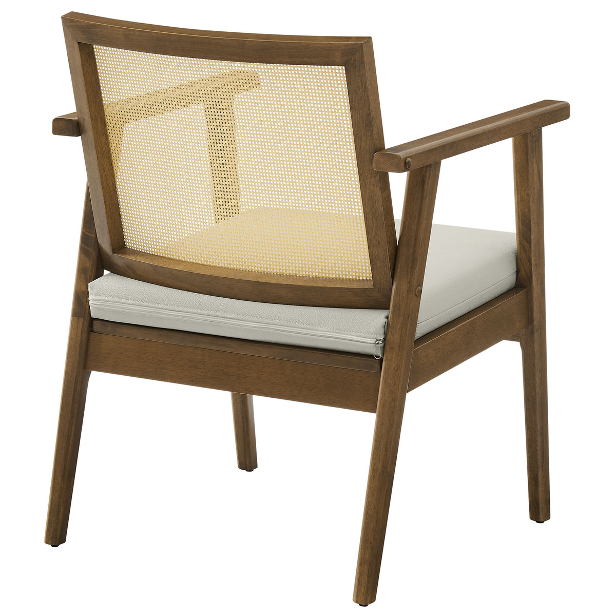 Thera Vegan Leather and Cane Accent Armchairs Set of 2, Weathered Oak Stone