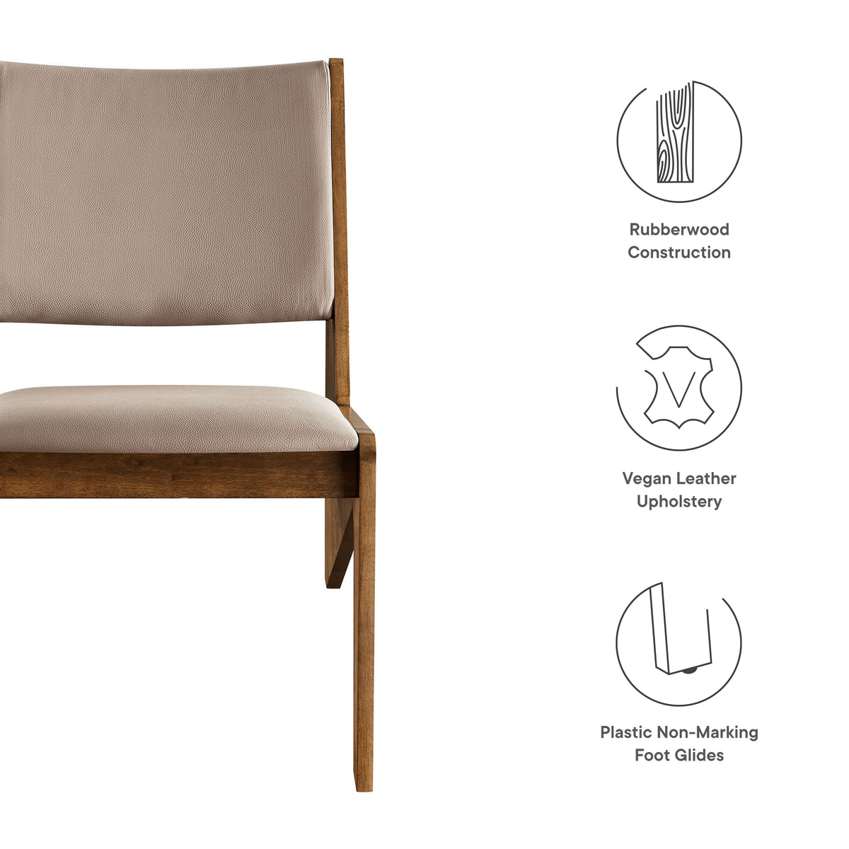 Rylina Vegan Leather Accent Chairs Set of 2, Walnut Brown
