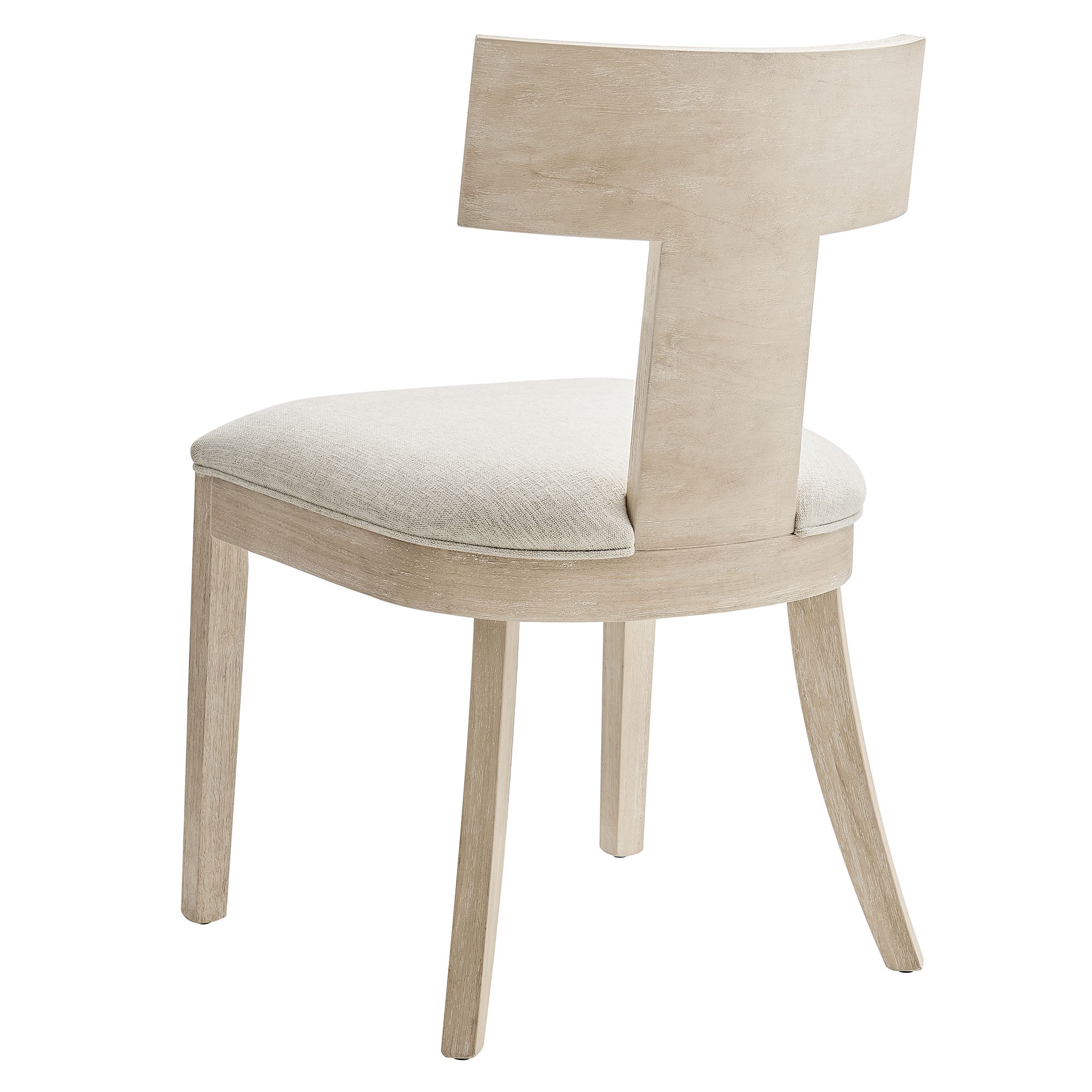 Peregrine Wood and Fabric Upholstered Dining Chairs Set of 2, Natural Heathered Weave Ivory