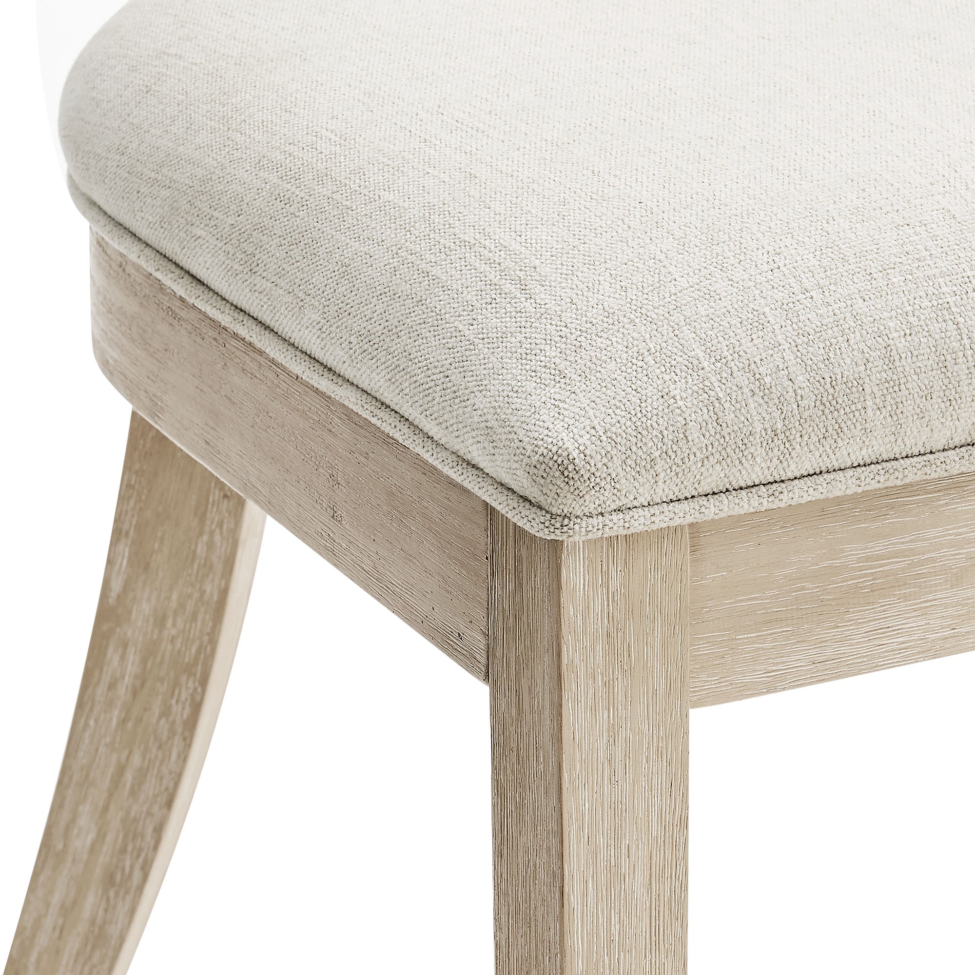 Peregrine Wood and Fabric Upholstered Dining Chairs Set of 2, Natural Heathered Weave Ivory