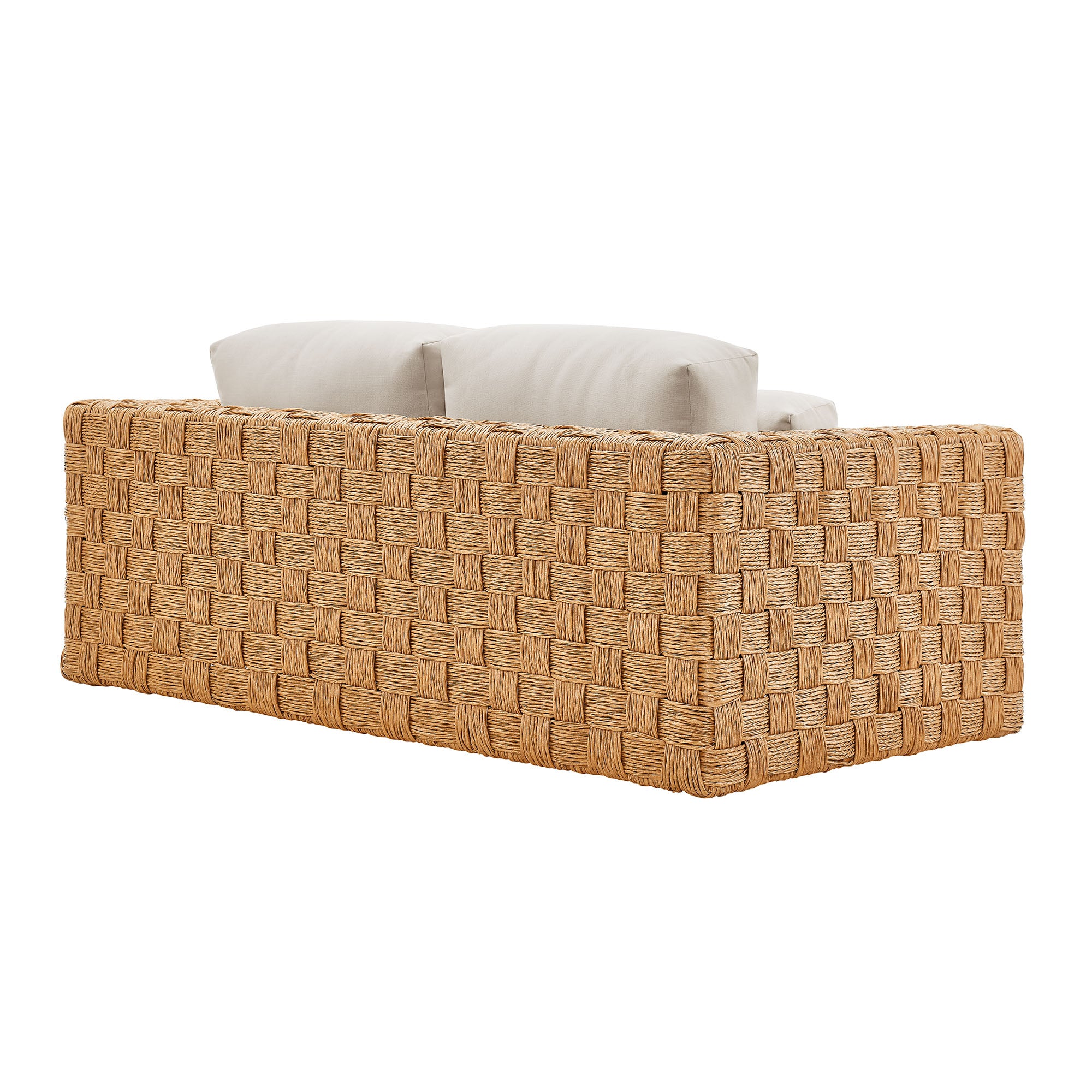 Thames Outdoor Patio Wicker Outdoor Patio Rattan Loveseat, Natural Light Gray