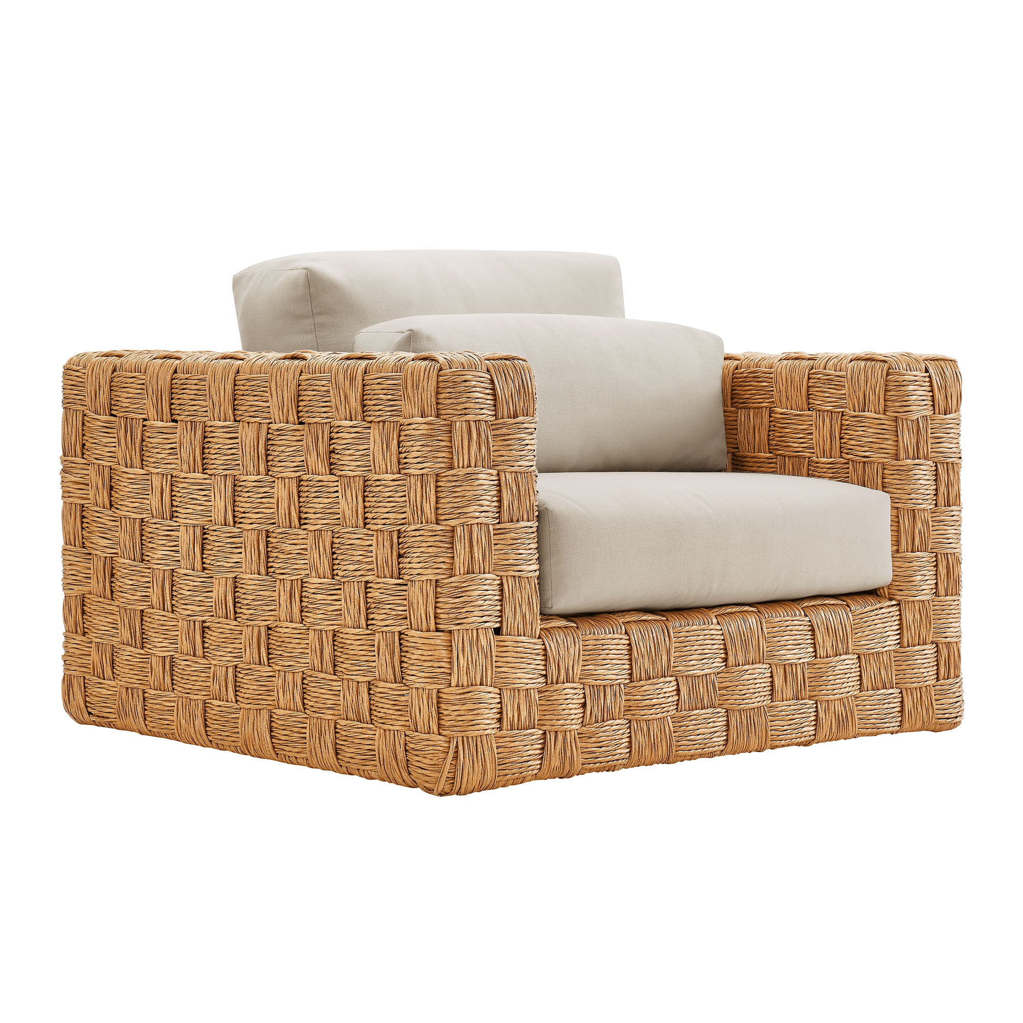 Thames 4-Piece Outdoor Patio Wicker Outdoor Patio Rattan Furniture Set, Natural Light Gray