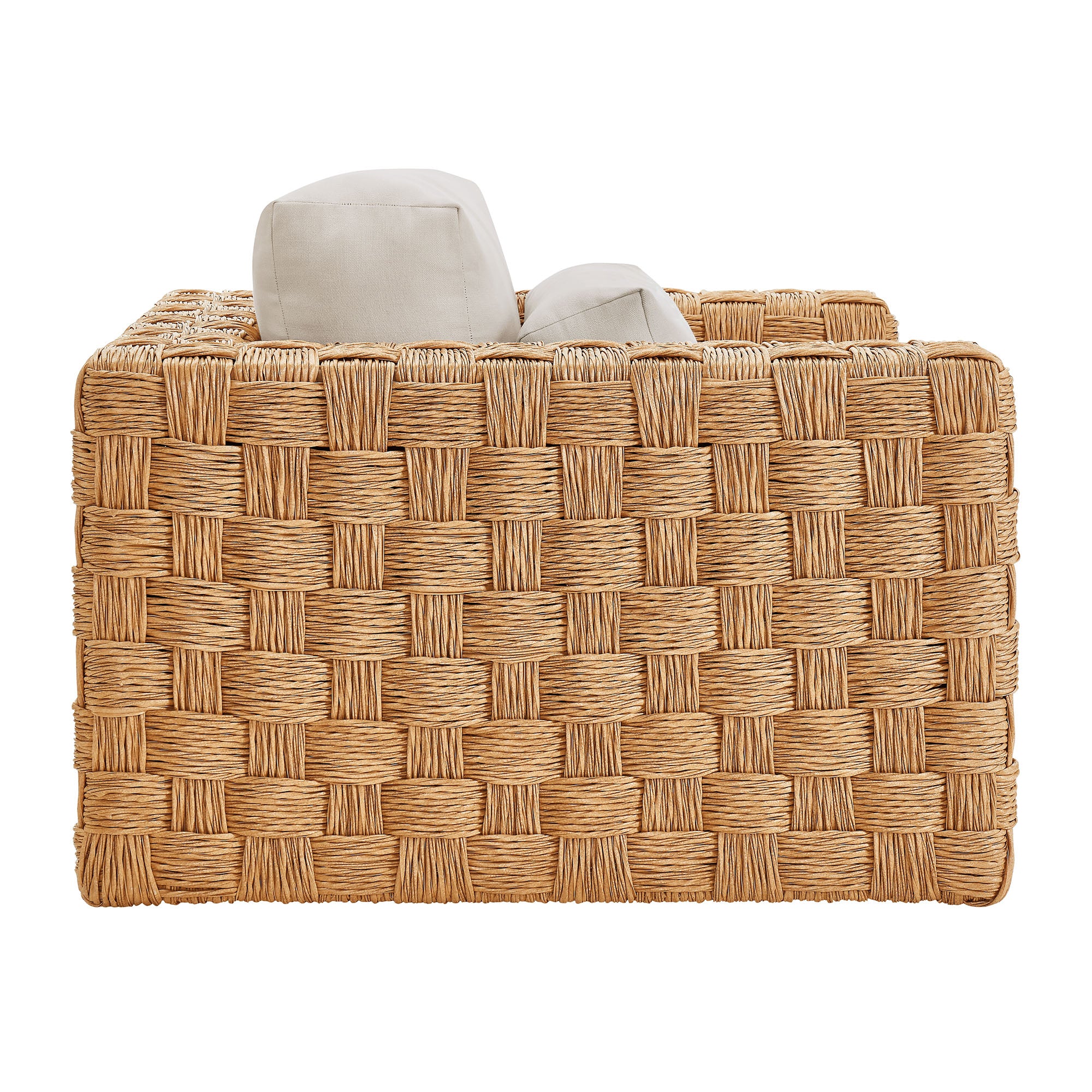 Thames 4-Piece Outdoor Patio Wicker Outdoor Patio Rattan Furniture Set, Natural Light Gray