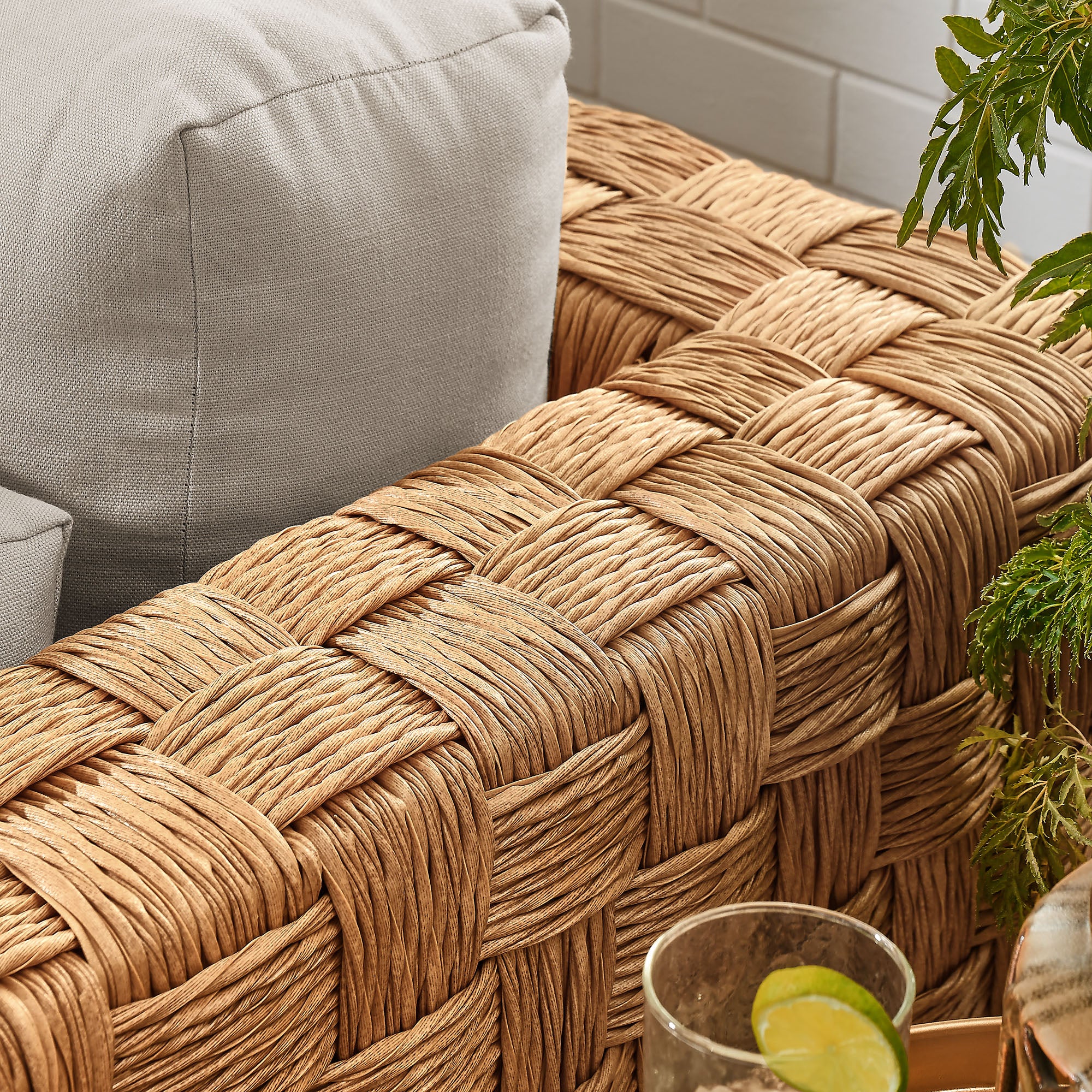 Thames Outdoor Patio Wicker Outdoor Patio Rattan Armchair, Natural Light Gray