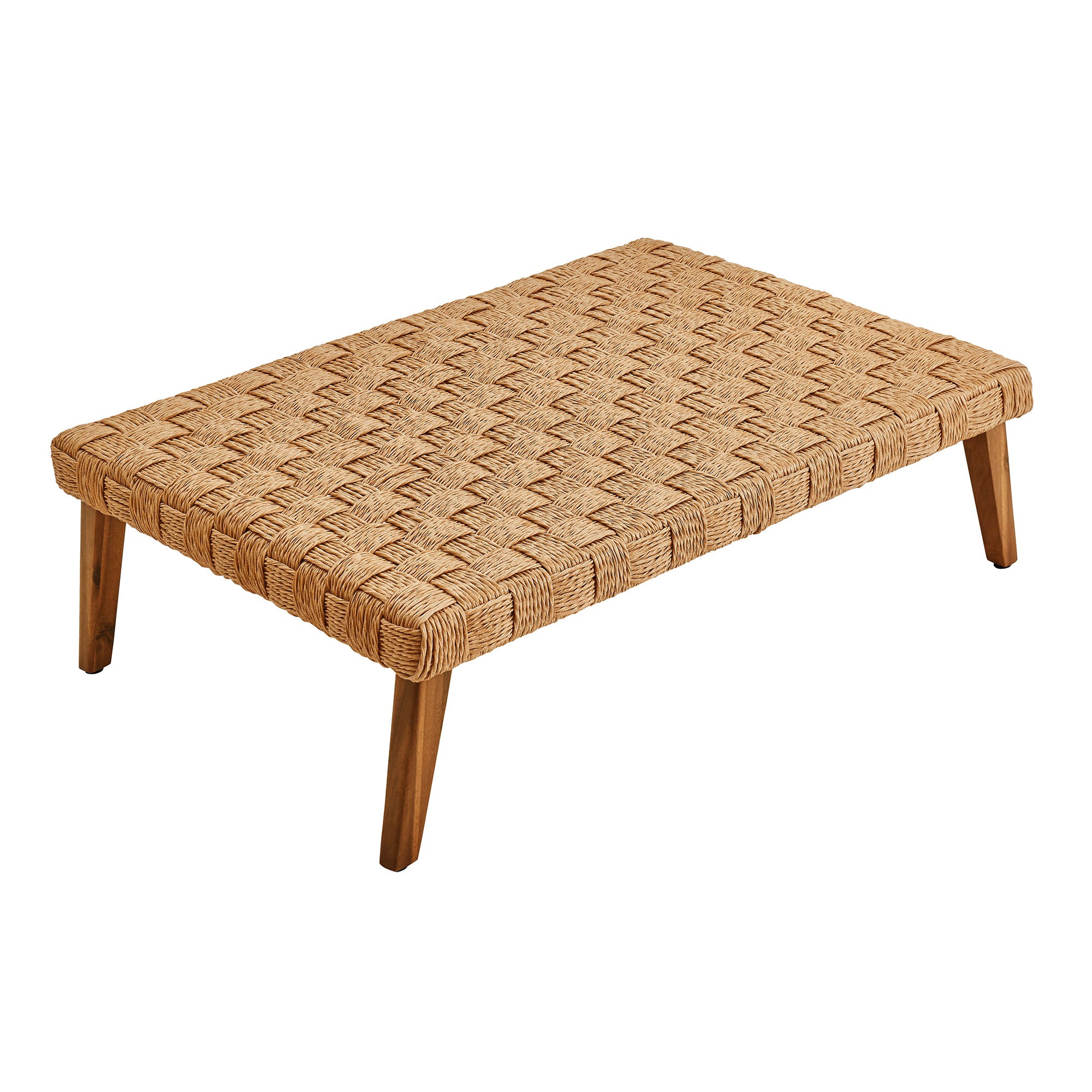 Thames Outdoor Patio Wicker Outdoor Patio Rattan Coffee Table, Natural