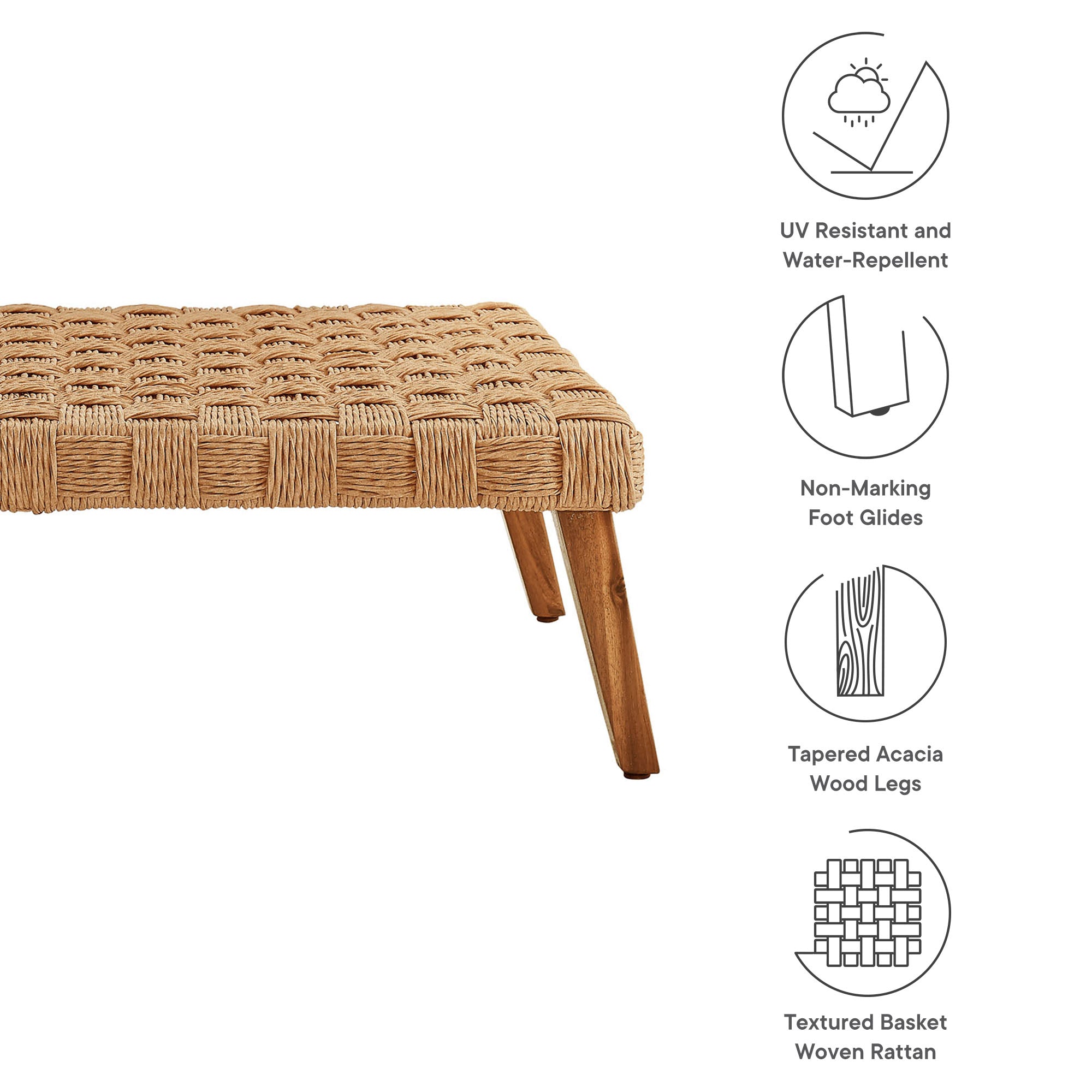 Thames Outdoor Patio Wicker Outdoor Patio Rattan Coffee Table, Natural