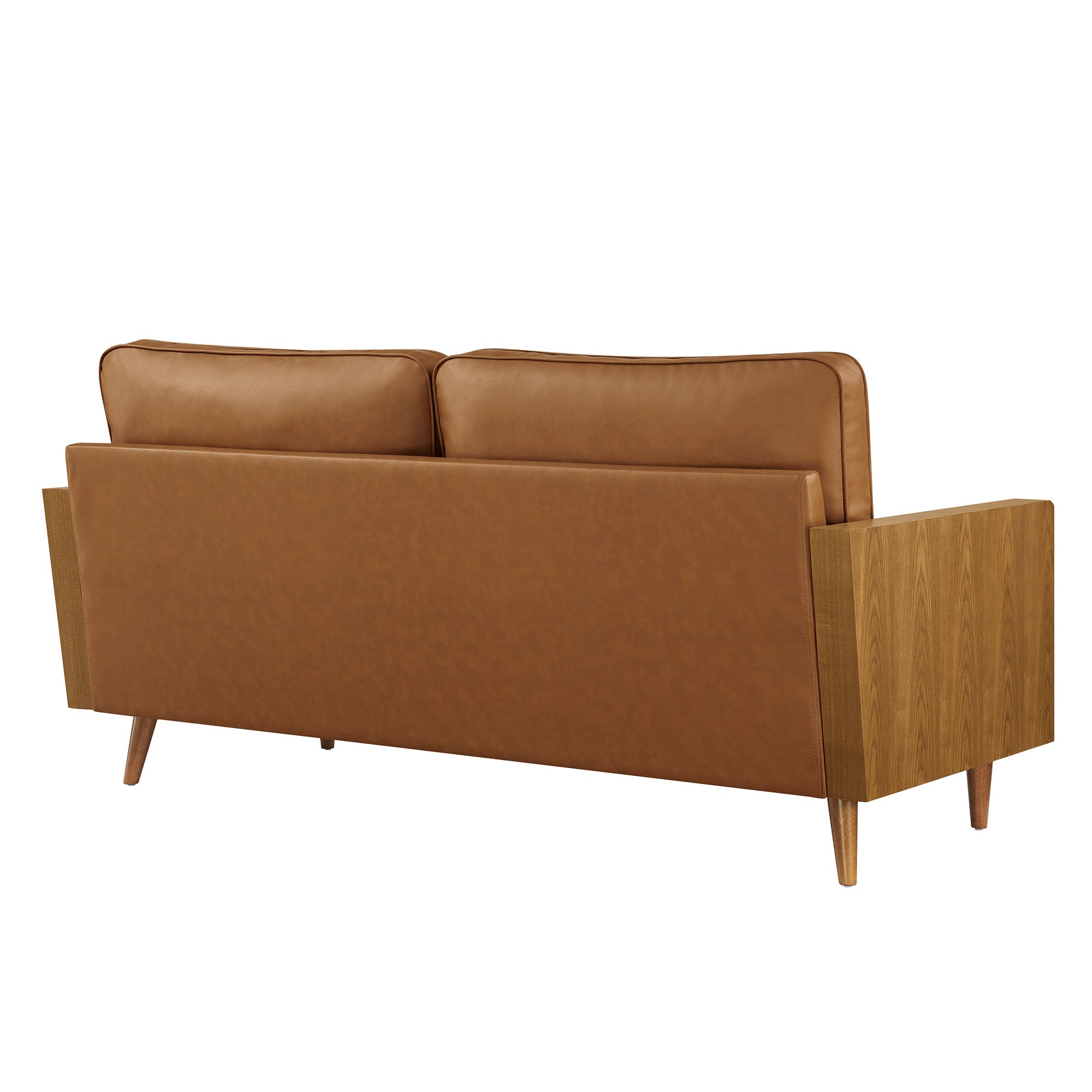 Kellan Vegan Leather Sofa, Walnut Tan