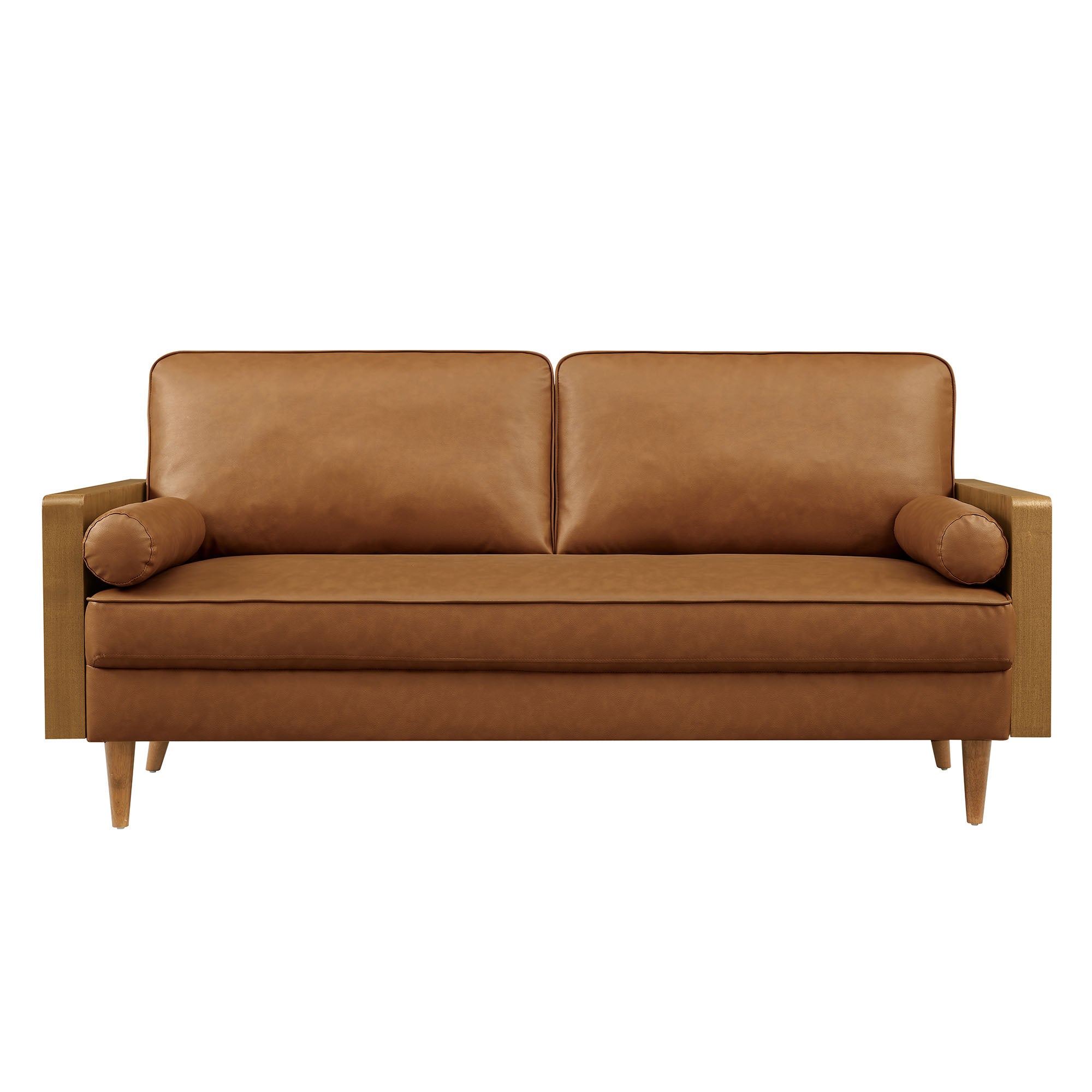 Kellan Vegan Leather Sofa, Walnut Tan
