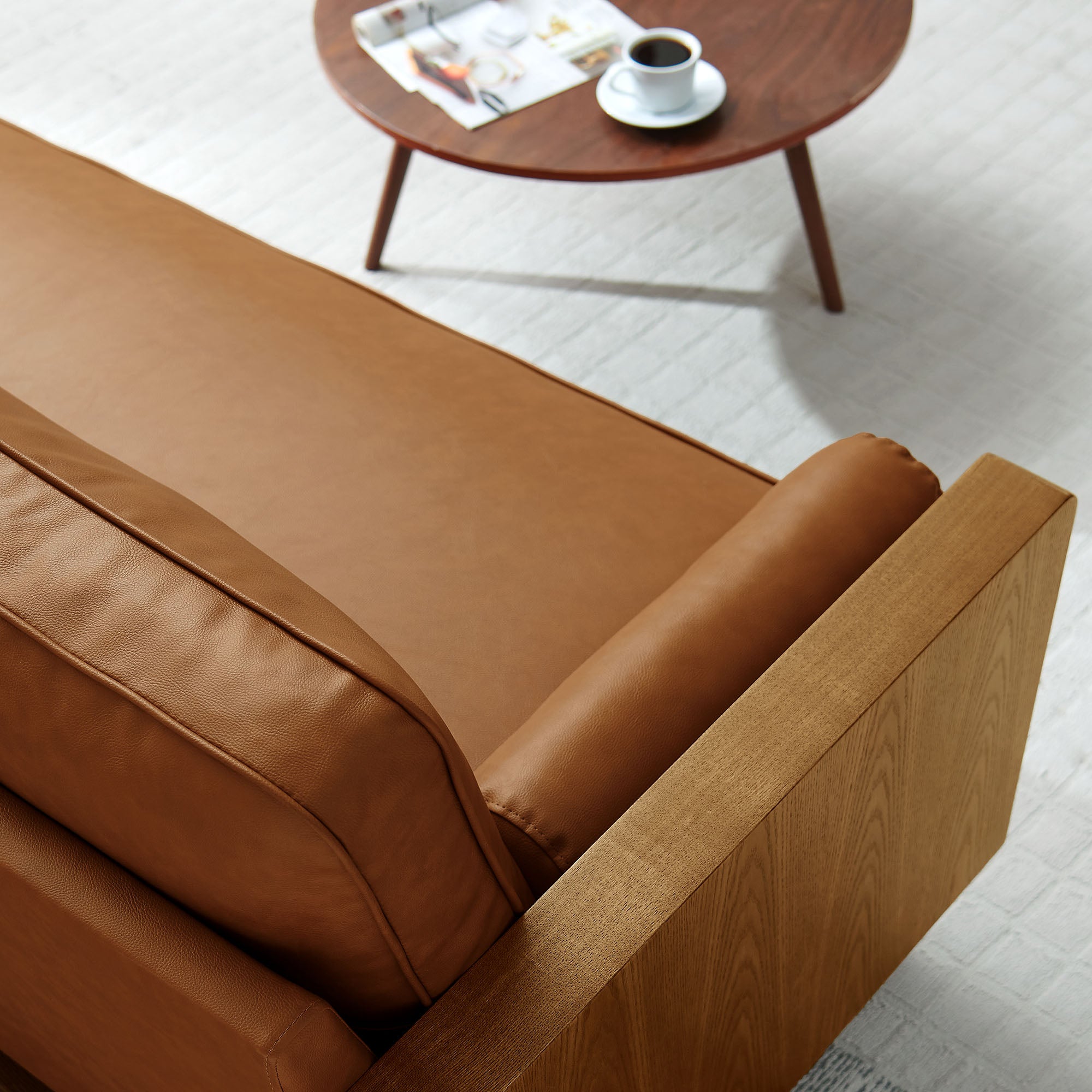 Kellan Vegan Leather Sofa, Walnut Tan