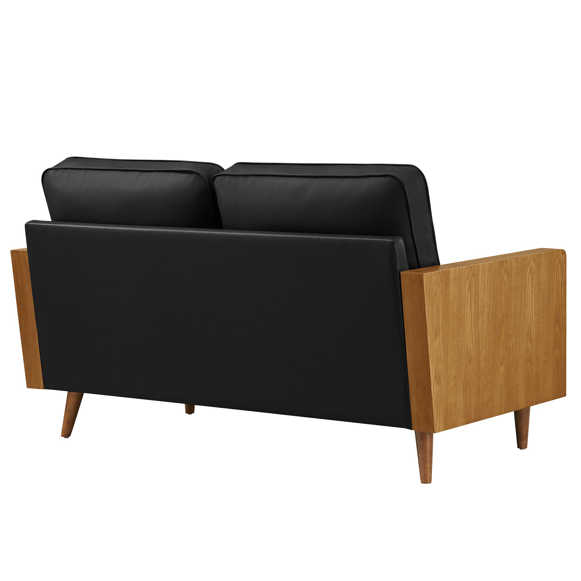 Kellan Vegan Leather Loveseat, Walnut Black