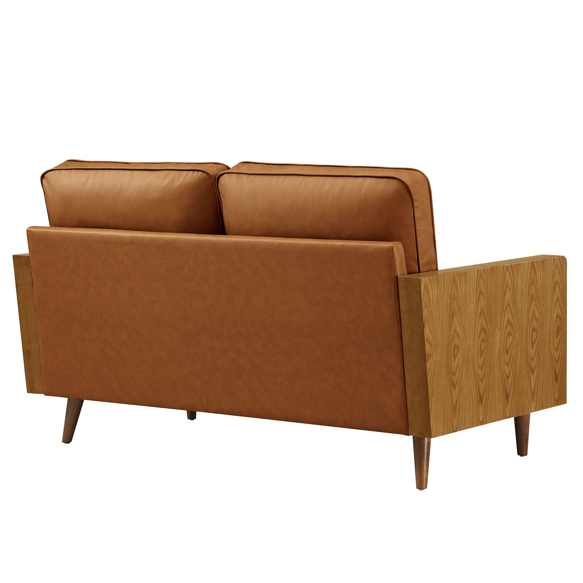 Kellan Vegan Leather Loveseat, Walnut Tan