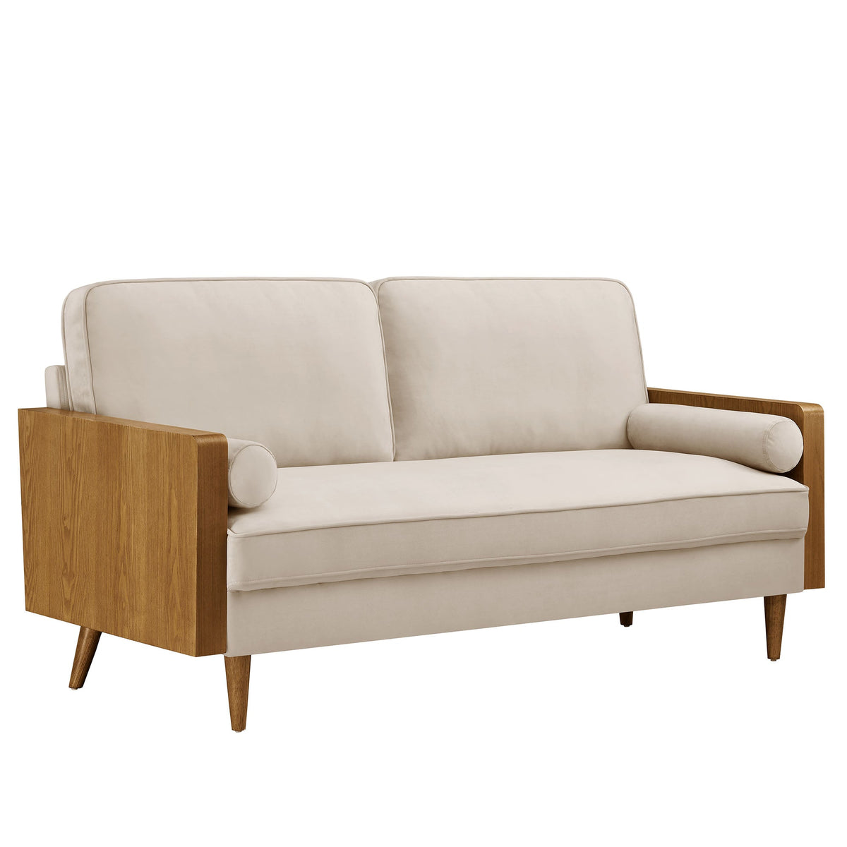 Kellan Performance Velvet Sofa, Walnut Almond