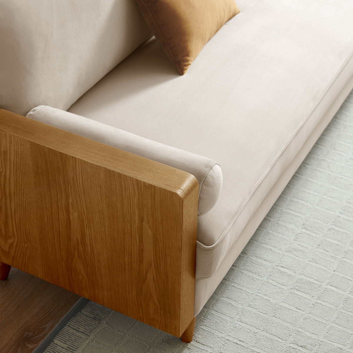 Kellan Performance Velvet Sofa, Walnut Almond