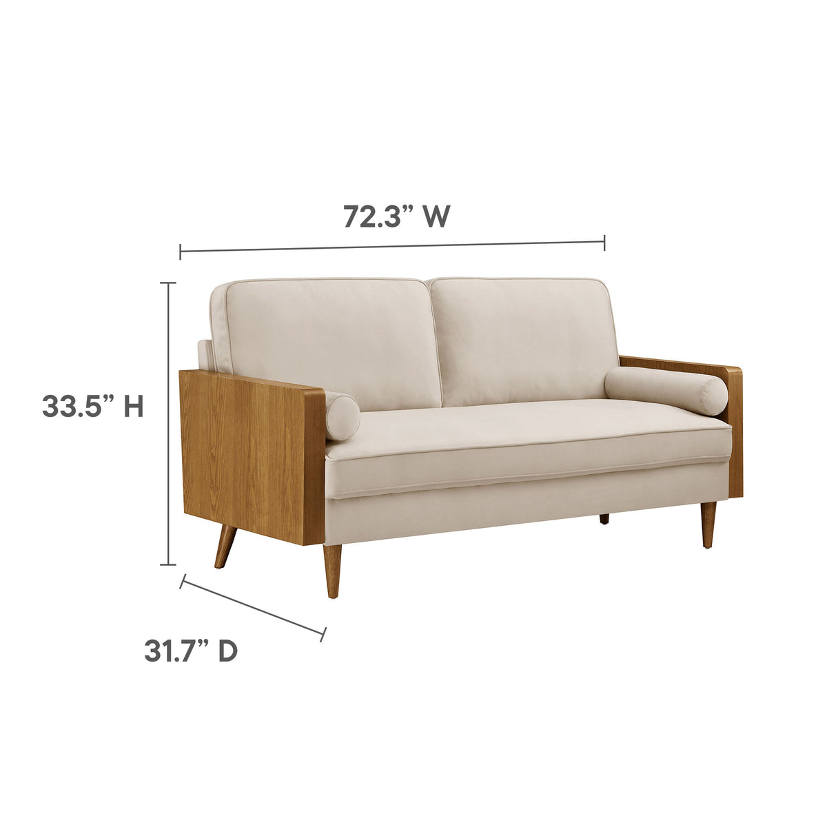 Kellan Performance Velvet Sofa, Walnut Almond