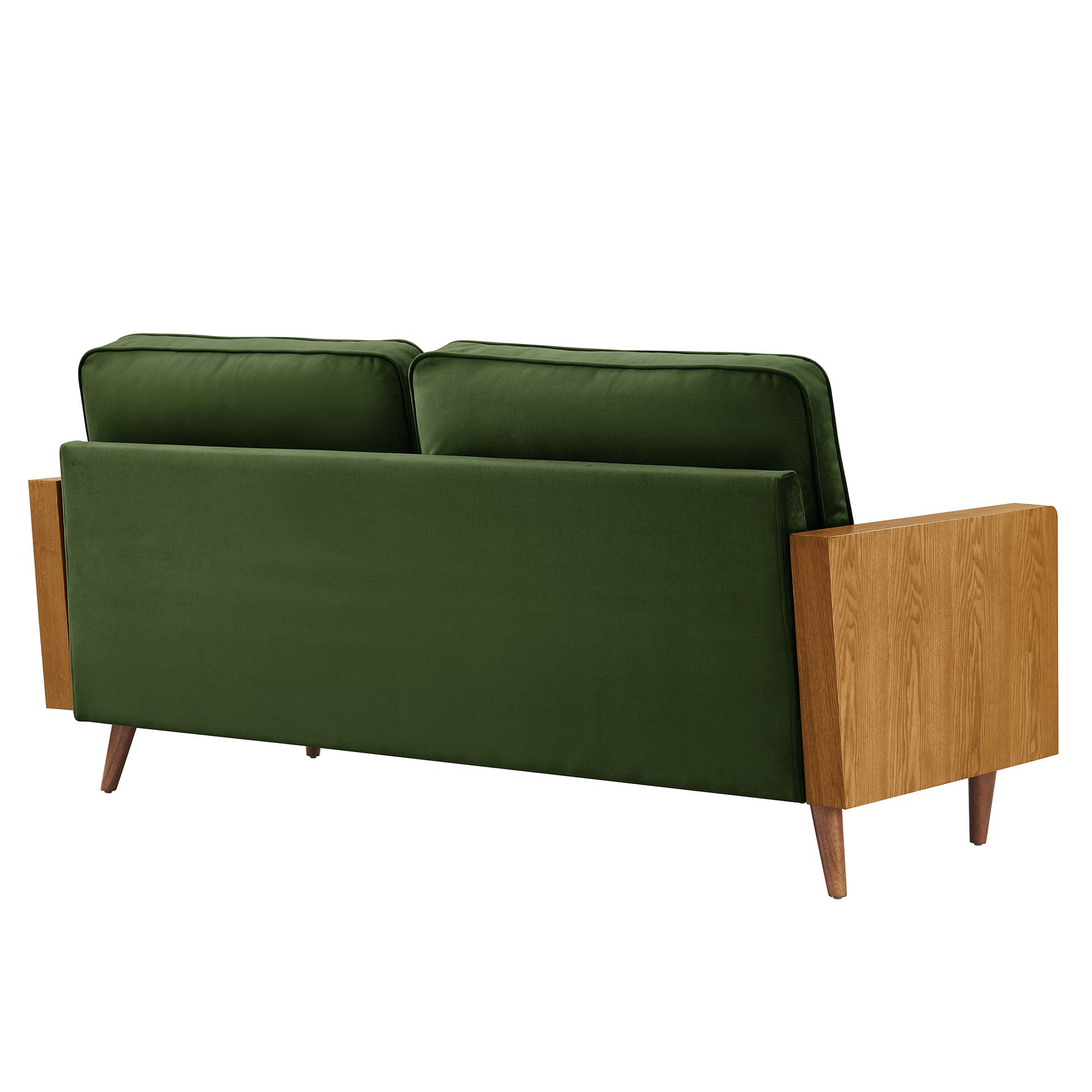 Kellan Performance Velvet Sofa, Walnut Moss Green