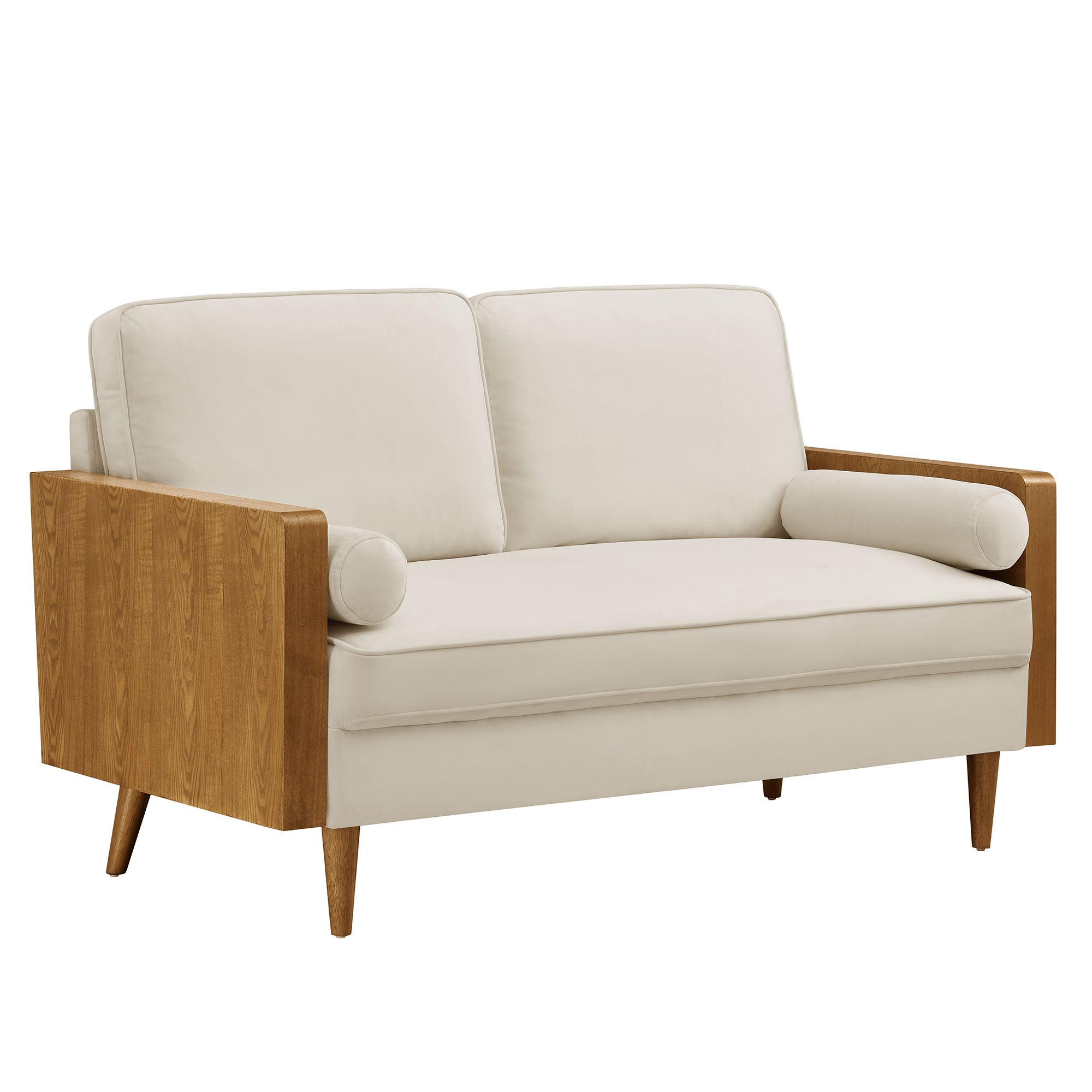 Kellan Performance Velvet Loveseat, Walnut Alabaster