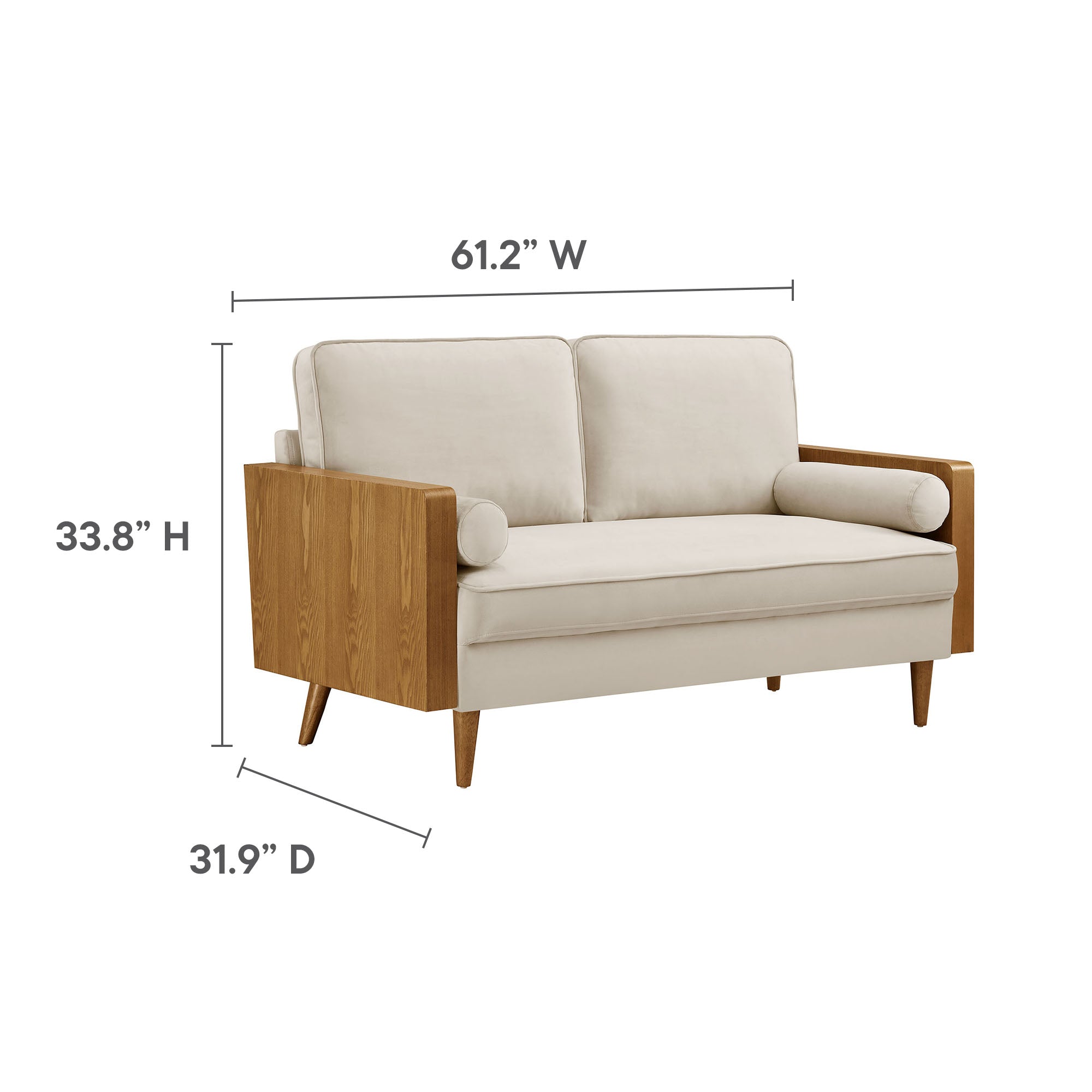 Kellan Performance Velvet Loveseat, Walnut Almond