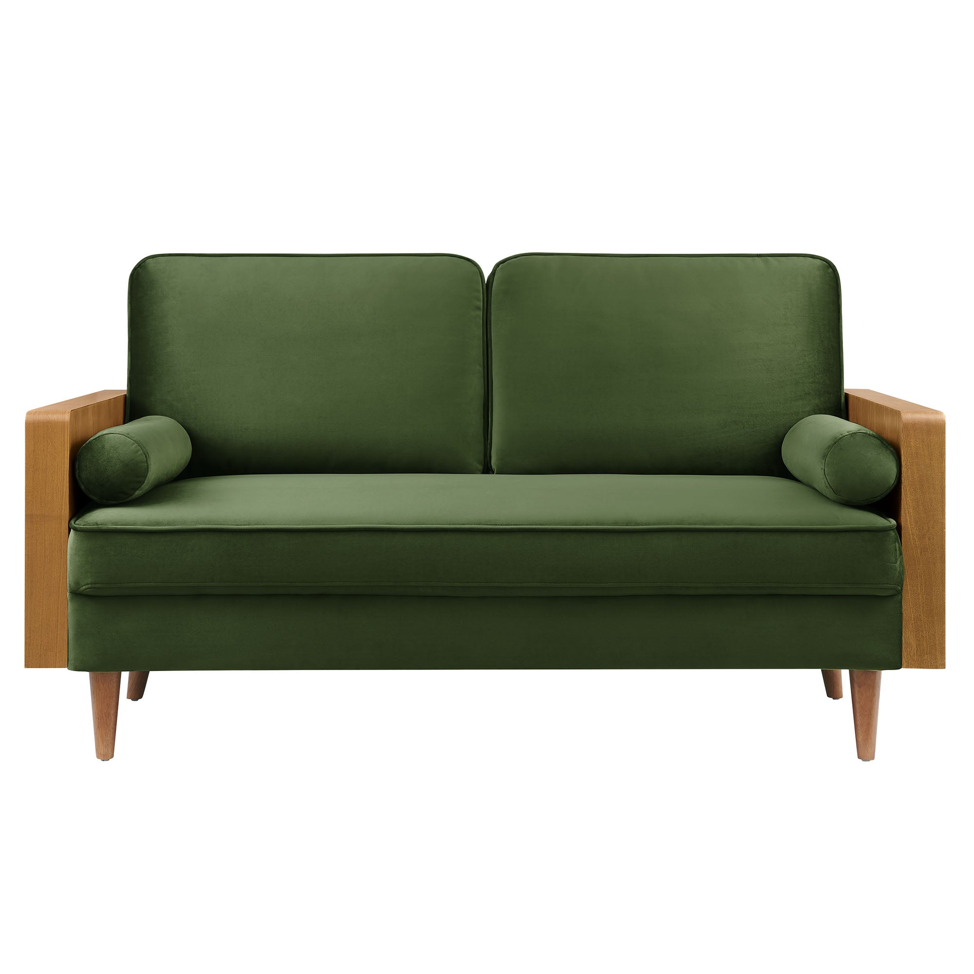 Kellan Performance Velvet Loveseat, Walnut Moss Green