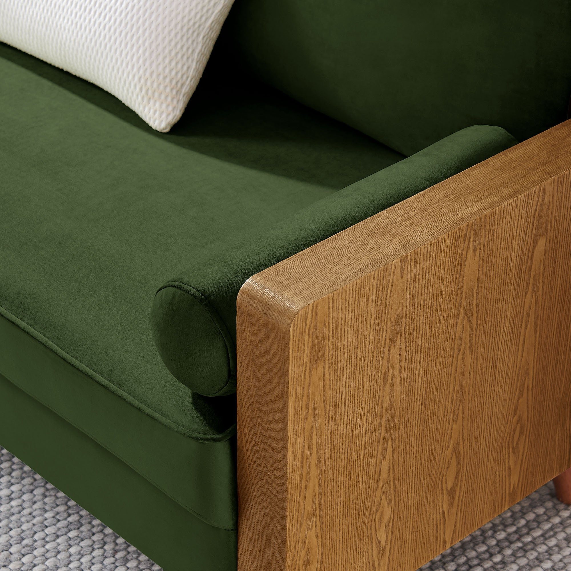 Kellan Performance Velvet Loveseat, Walnut Moss Green
