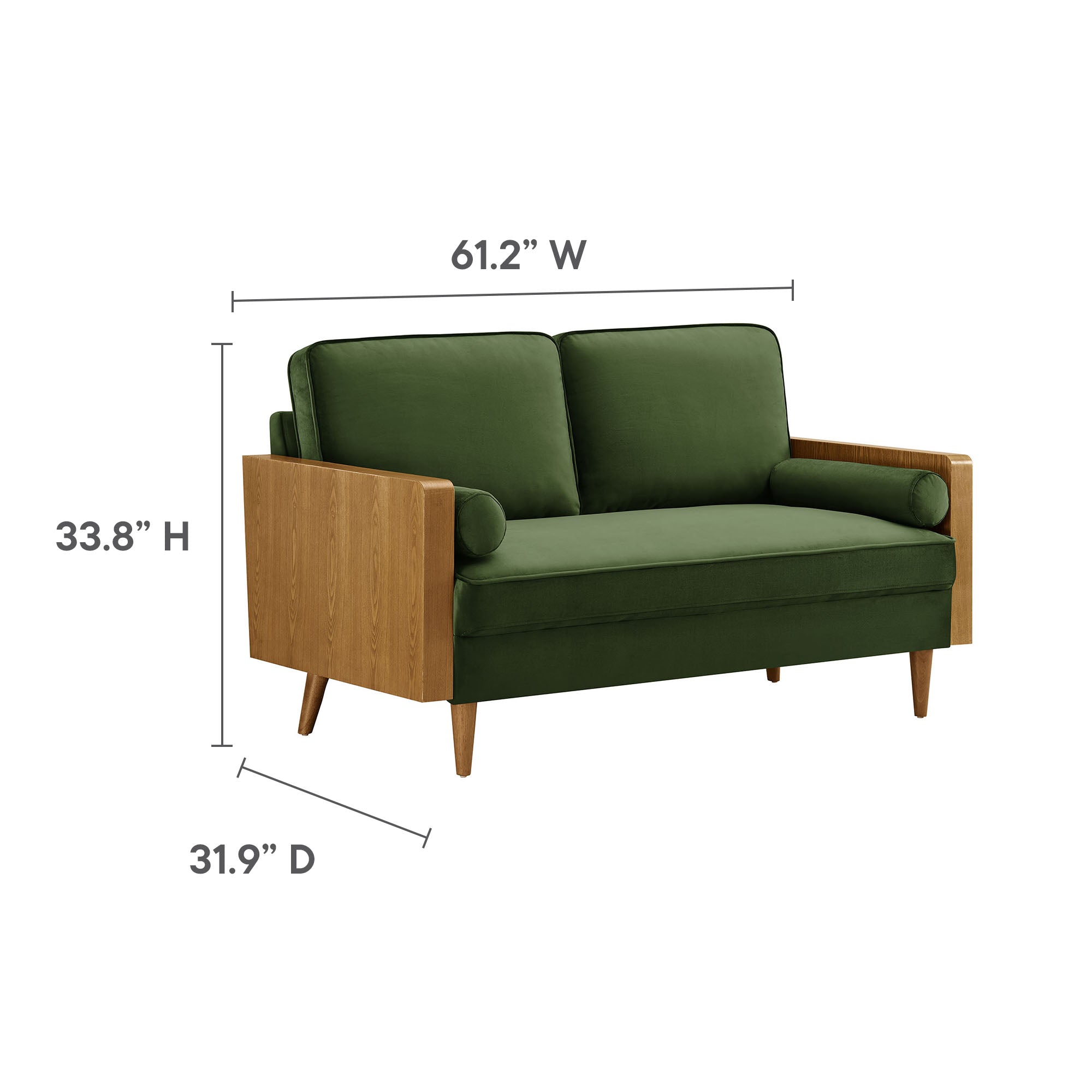 Kellan Performance Velvet Loveseat, Walnut Moss Green